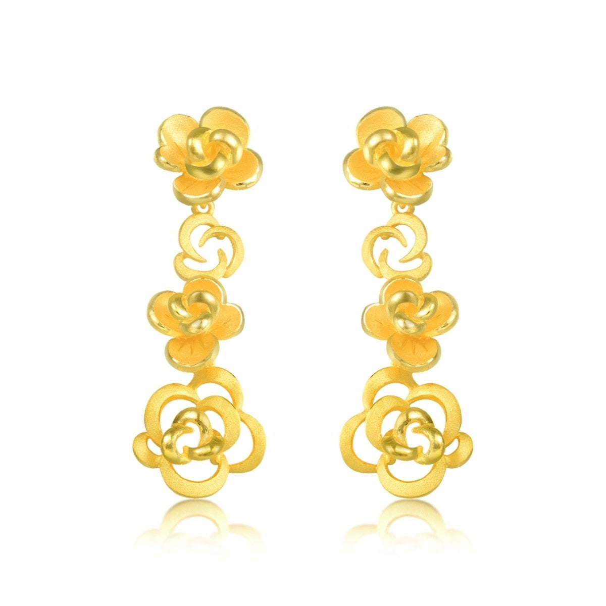 Floral' 999.9 Gold Earrings