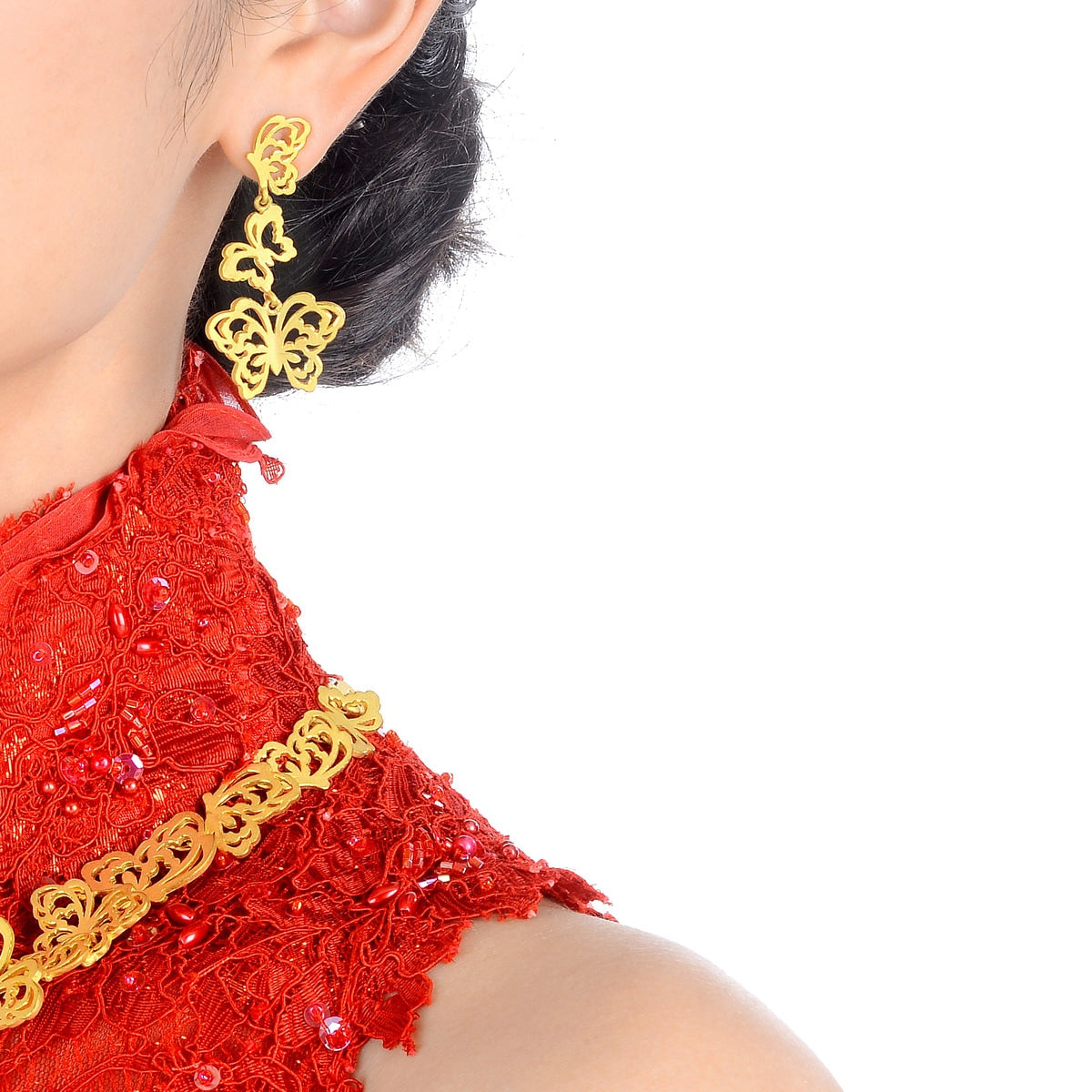 Floral' 999.9 Gold Earrings
