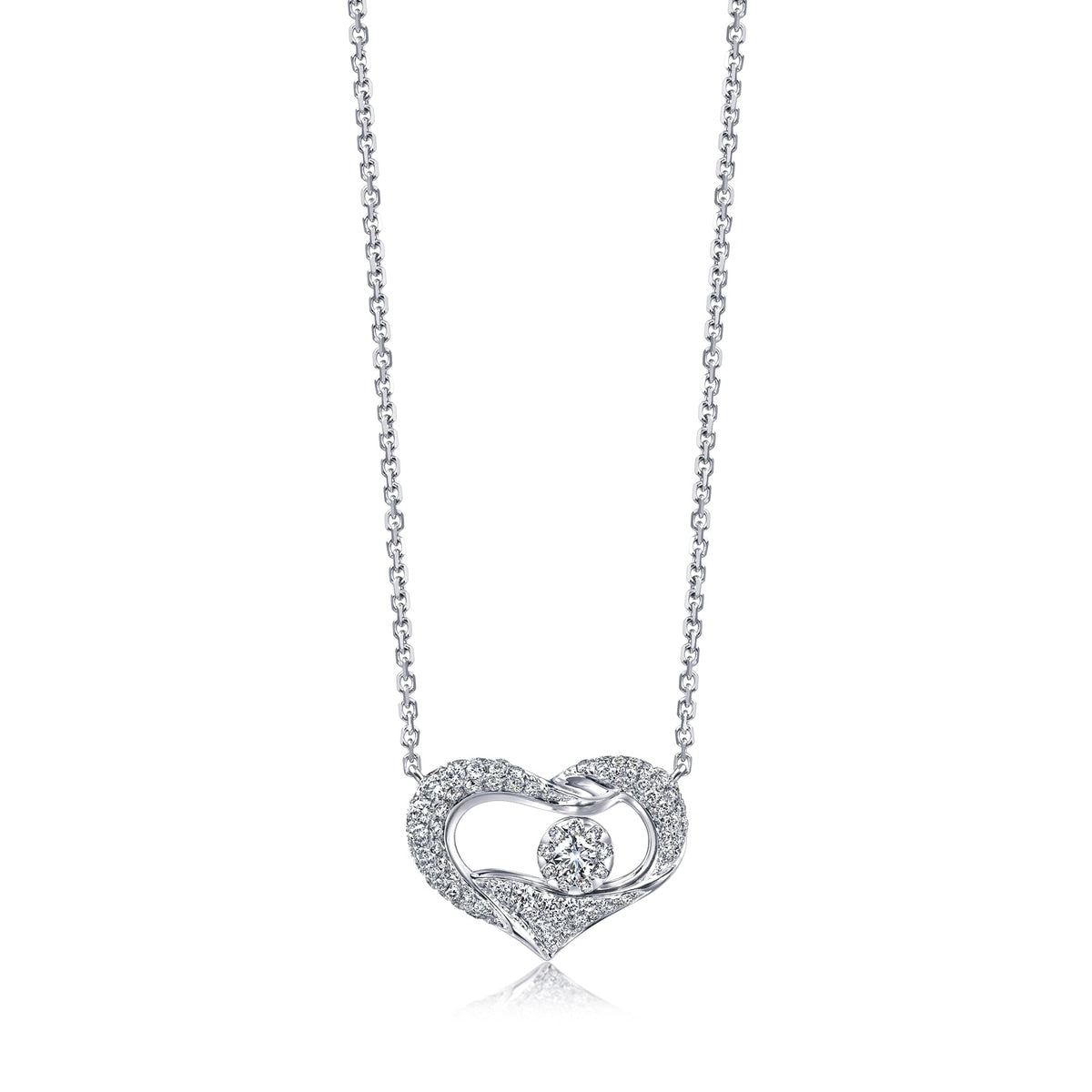 Sculpt' 18K White Gold Diamond Necklace
