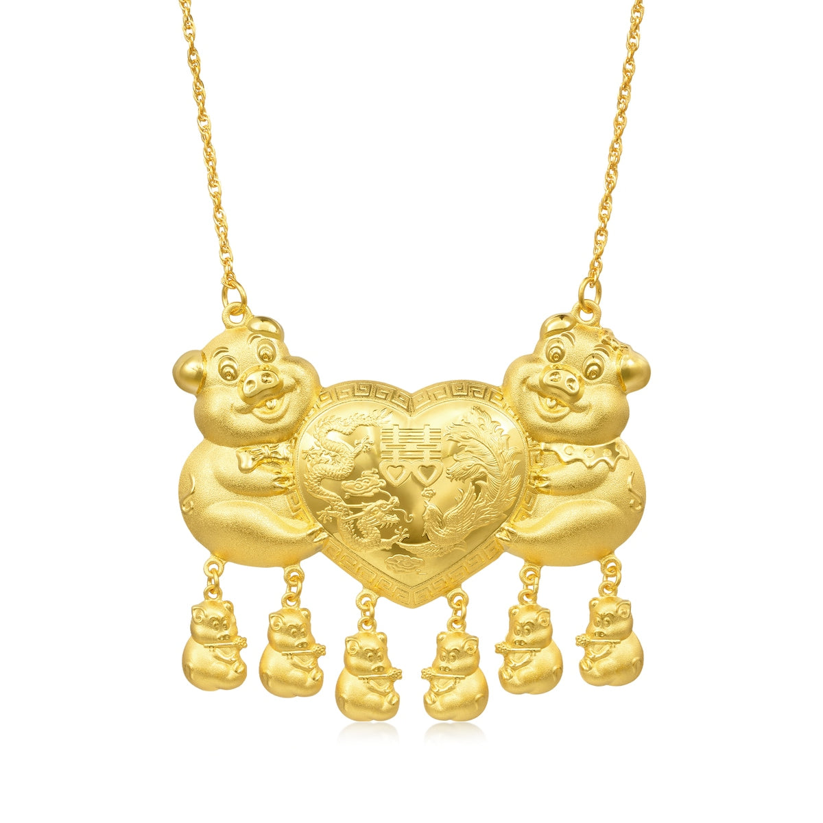 Love Symbol' 999.9 Gold Pig Necklace