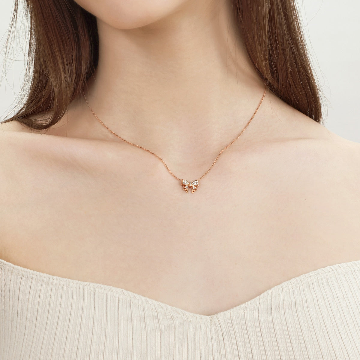 18K Rose Gold Diamond Necklace