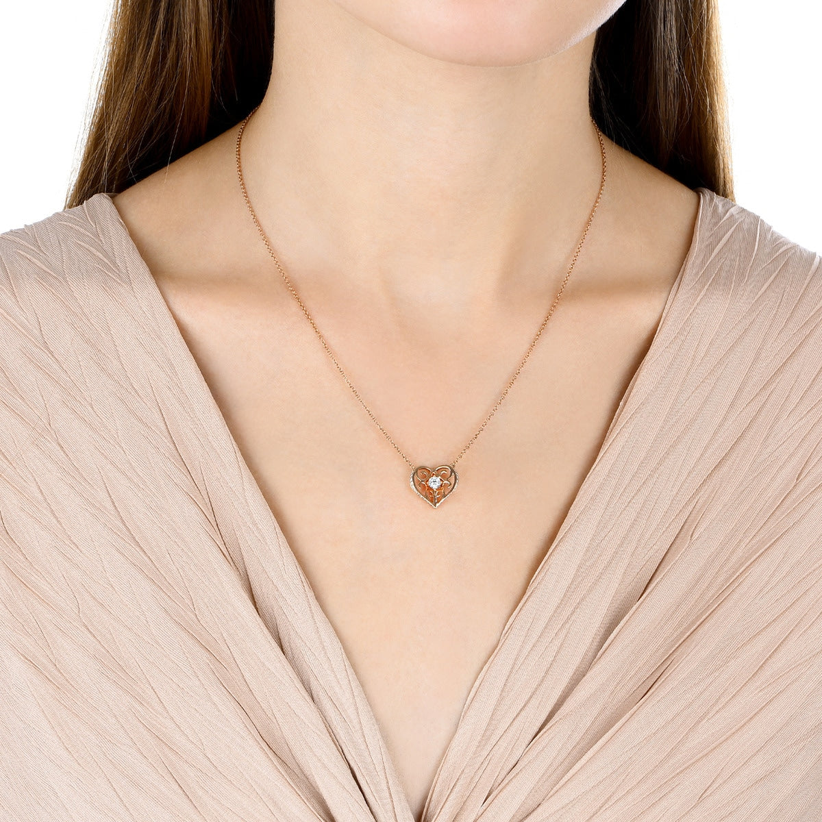 18K Rose Gold Diamond Necklace