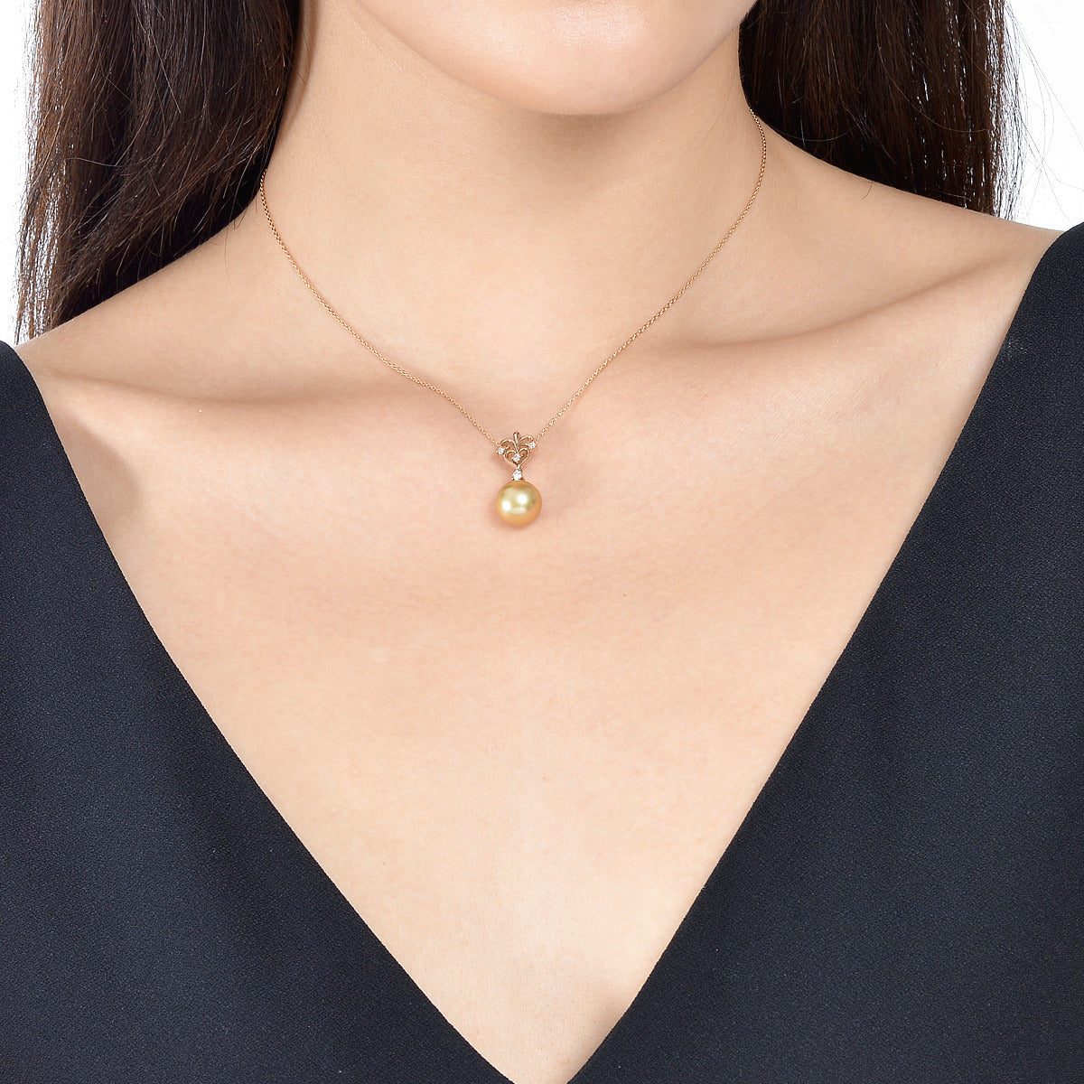 18K Rose Gold Golden South Sea Pearl Necklace