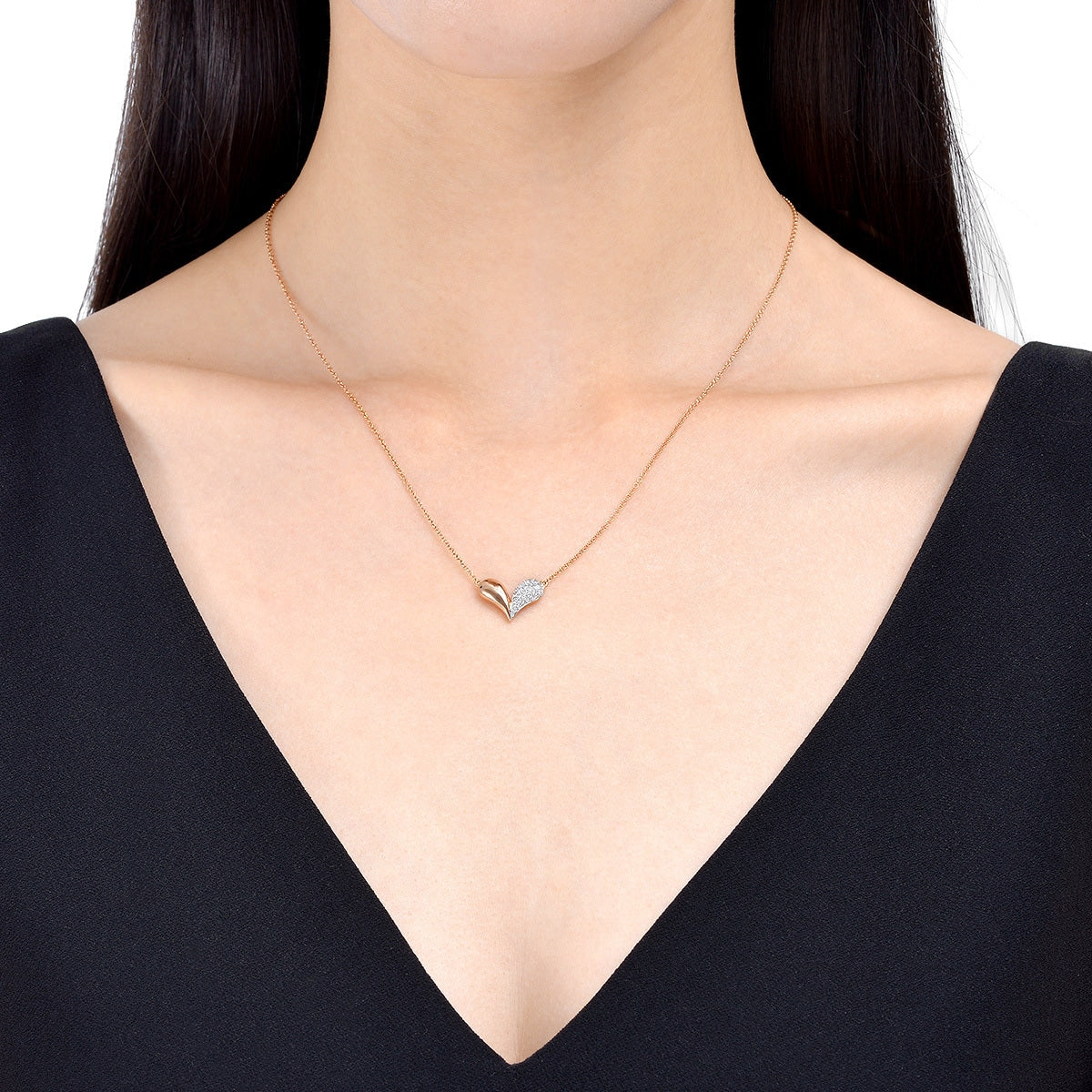 18K White & Red Gold Diamond Necklace