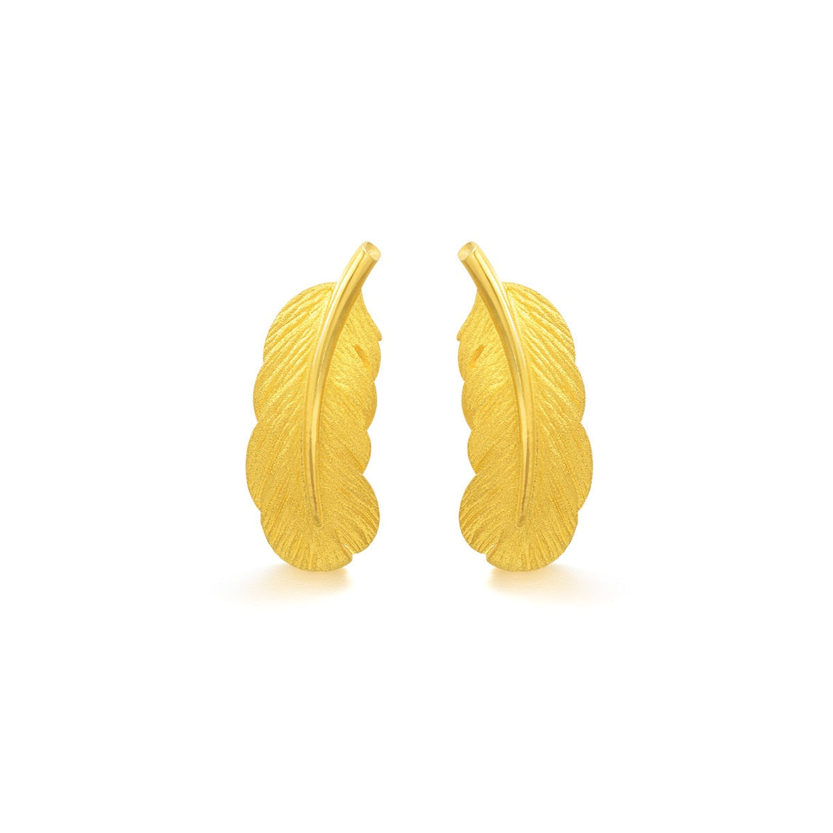 999.9 Gold Feather Earrings