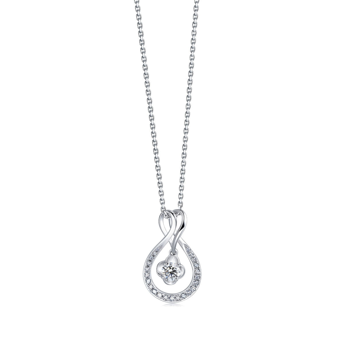 Sculpt' 18K White Gold Diamond Pendant