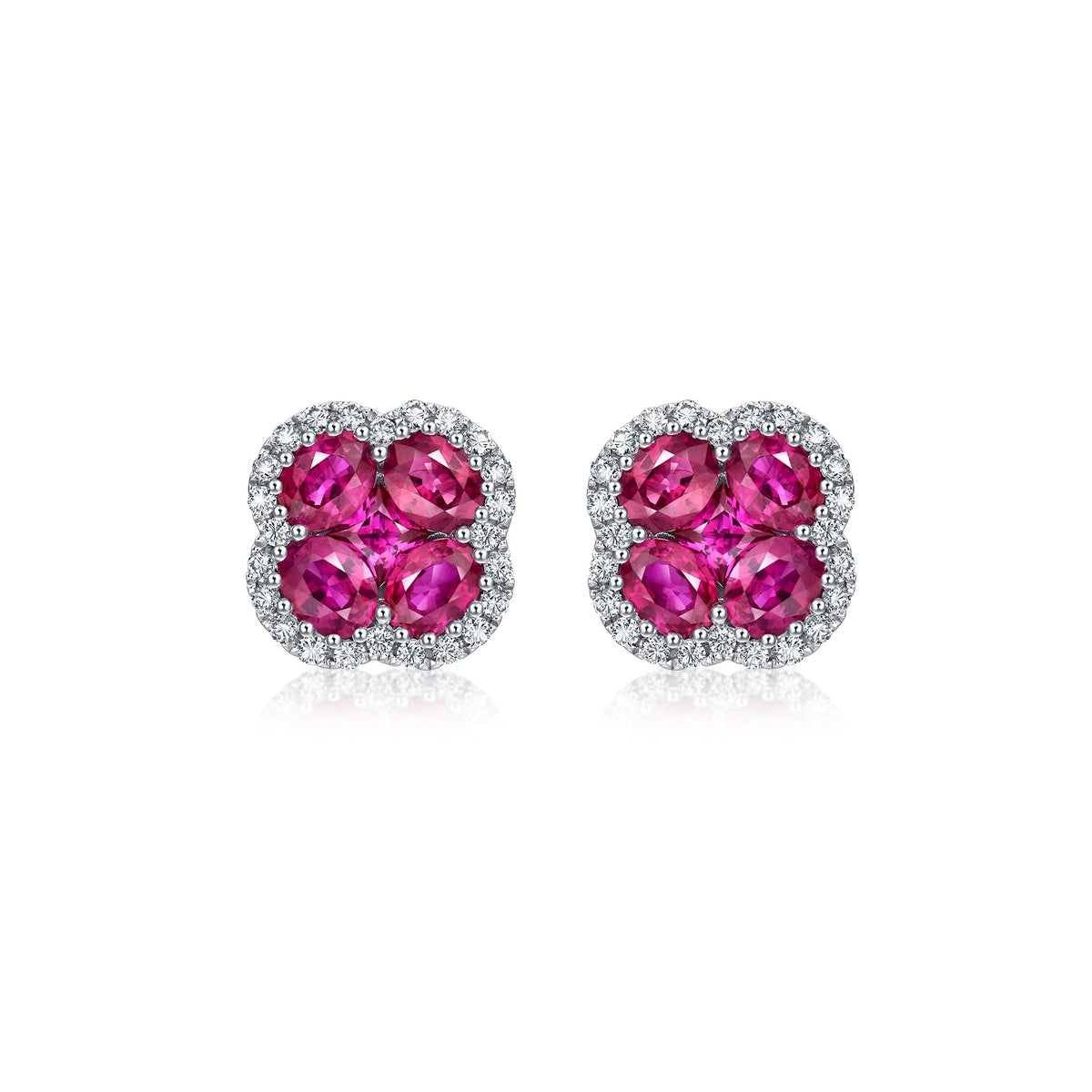 18K White Gold Ruby Earrings