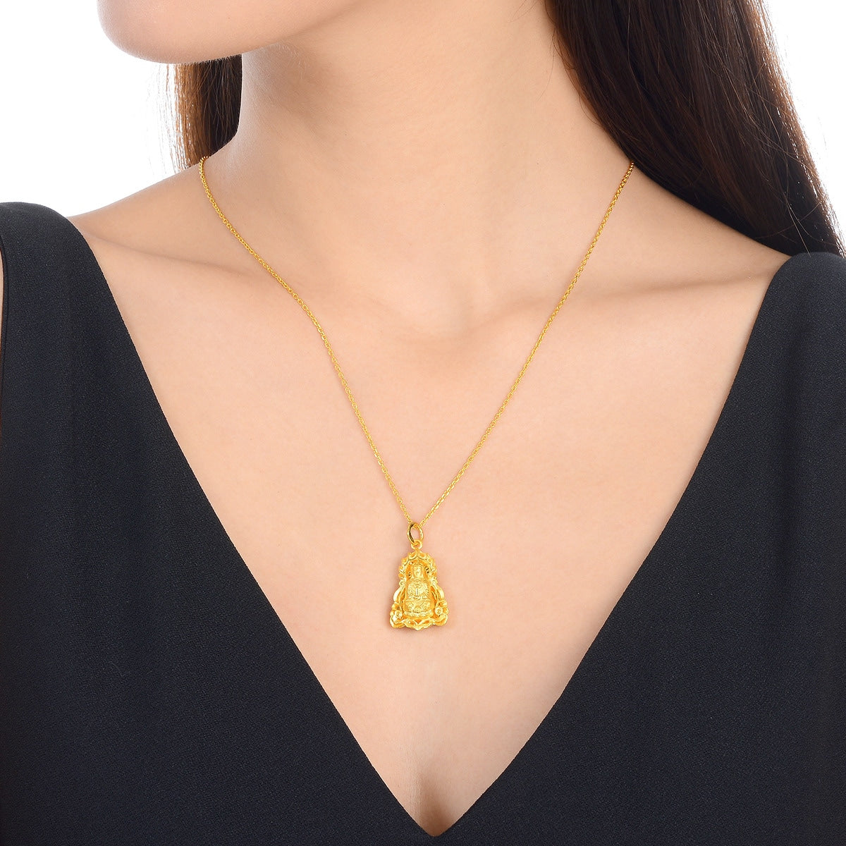 999.9 Gold Guanyin Pendant