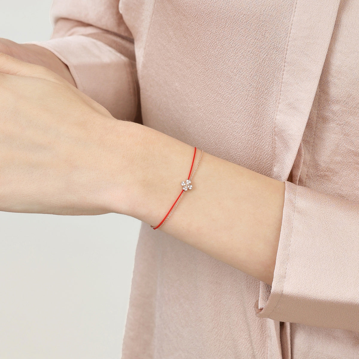 Love Knot' 18K Rose Gold Diamond Four-Leaf Bracelet