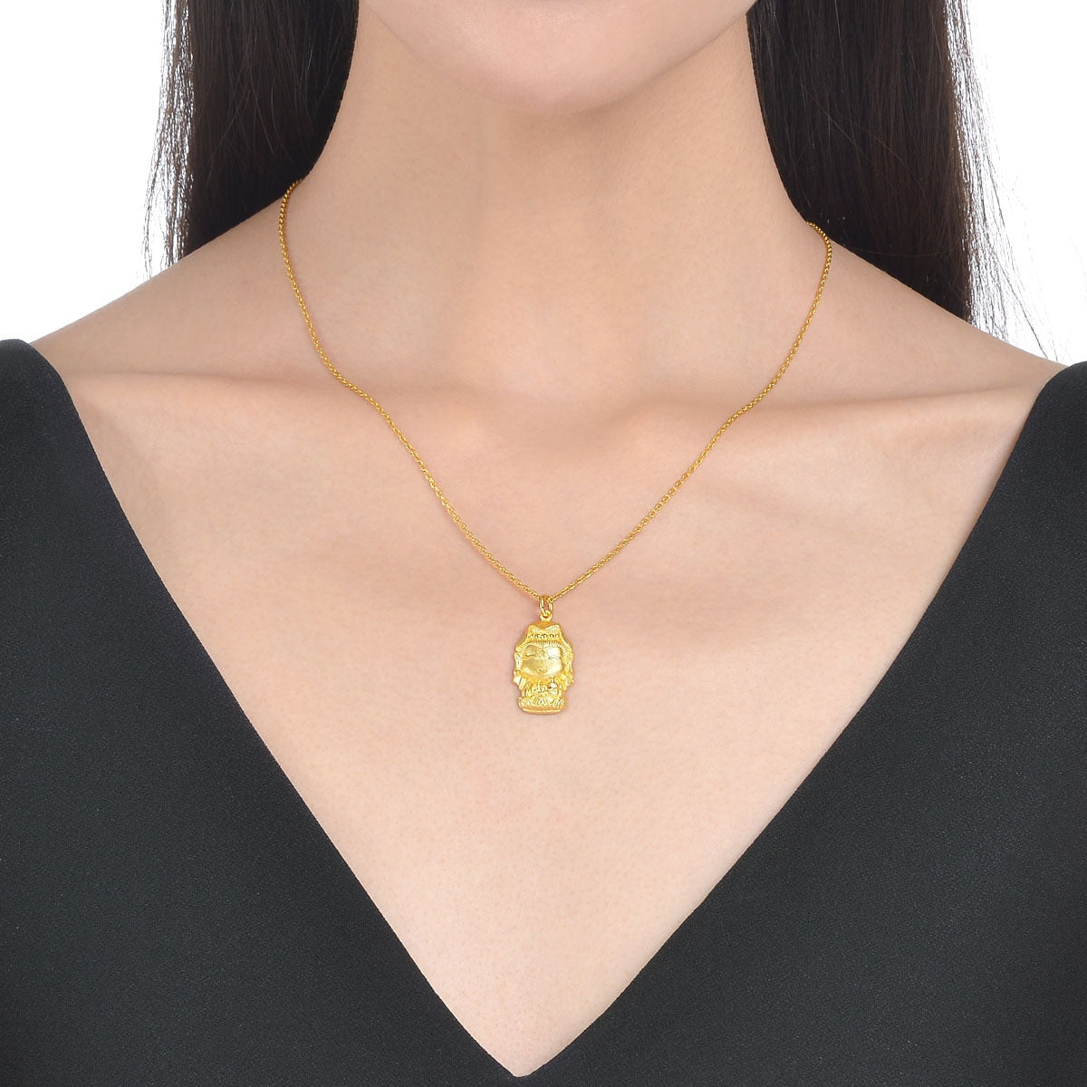 Fate with Buddha' 999.9 Gold Guanyin Pendant