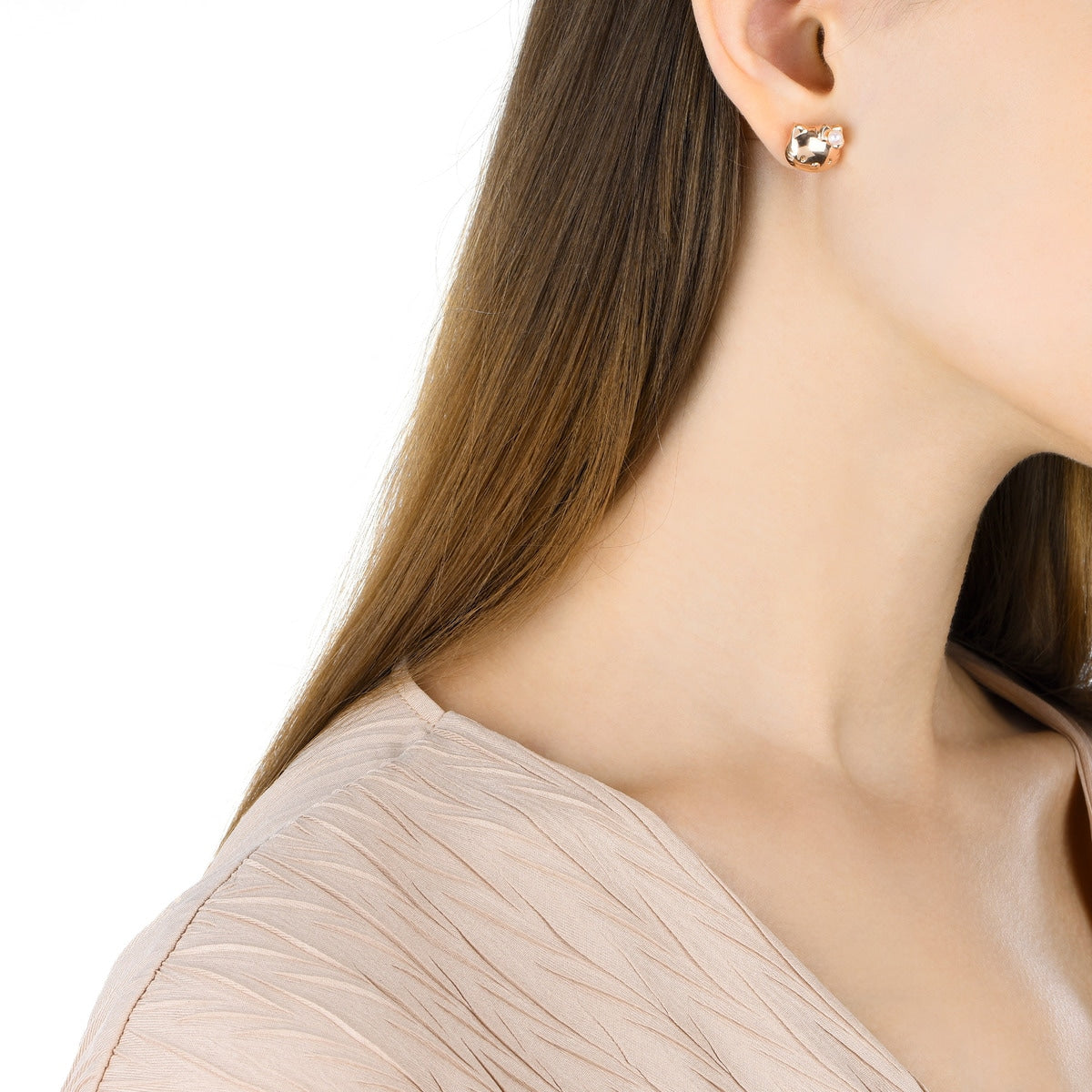 Hello Kitty' 18K Red Gold Akoya Pearl Mismatched Earrings