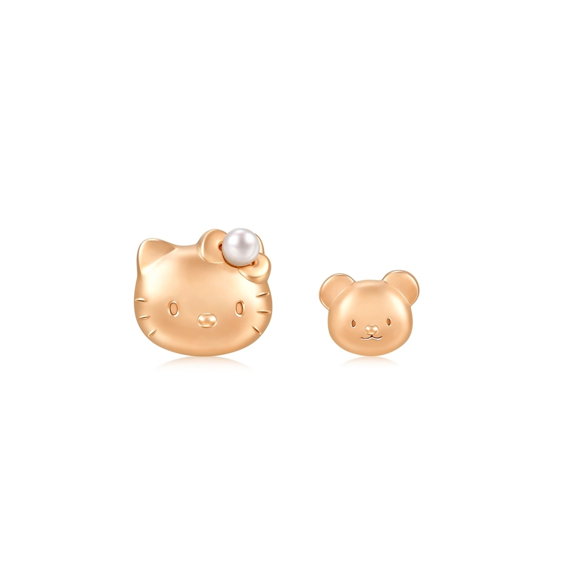 Hello Kitty' 18K Red Gold Akoya Pearl Mismatched Earrings