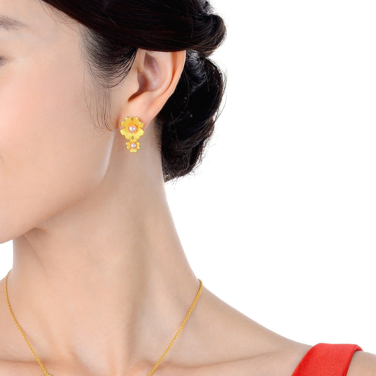 Floral' 999.9 Gold Earrings