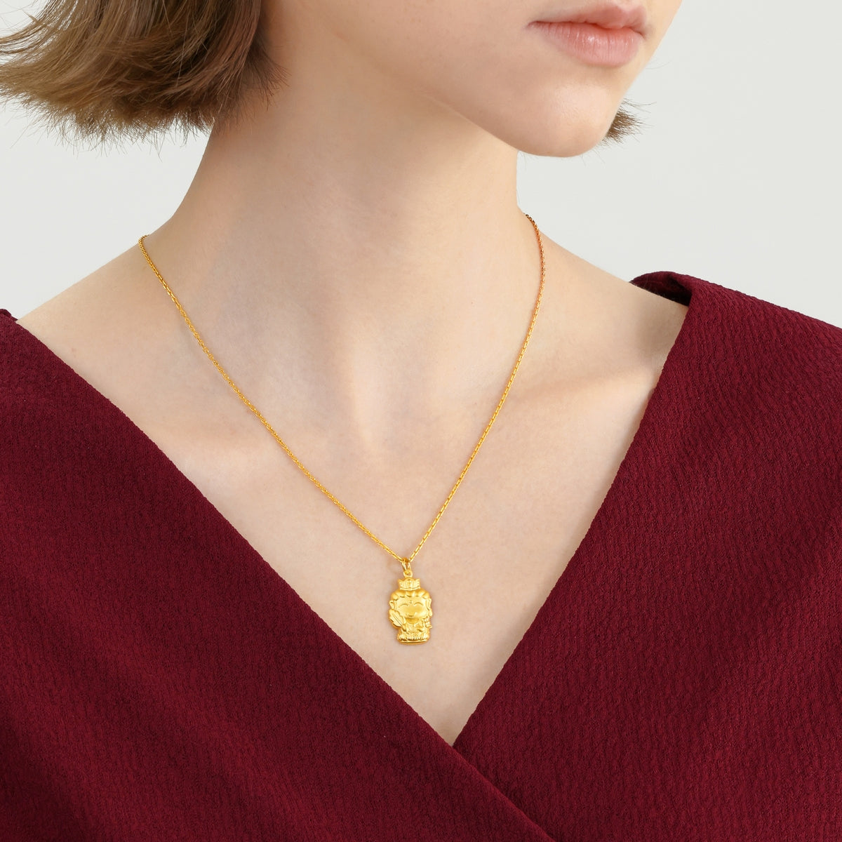 Fate with Buddha' 999.9 Gold Boundless Space Buddha(Ox & Tiger) Pendant