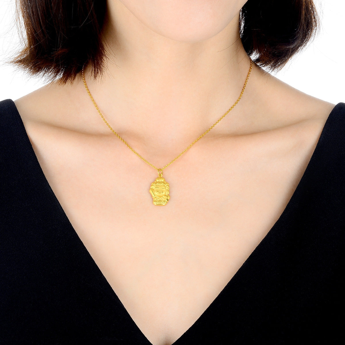 Fate with Buddha' 999.9 Gold Immovable Buddha(Rooster) Pendant