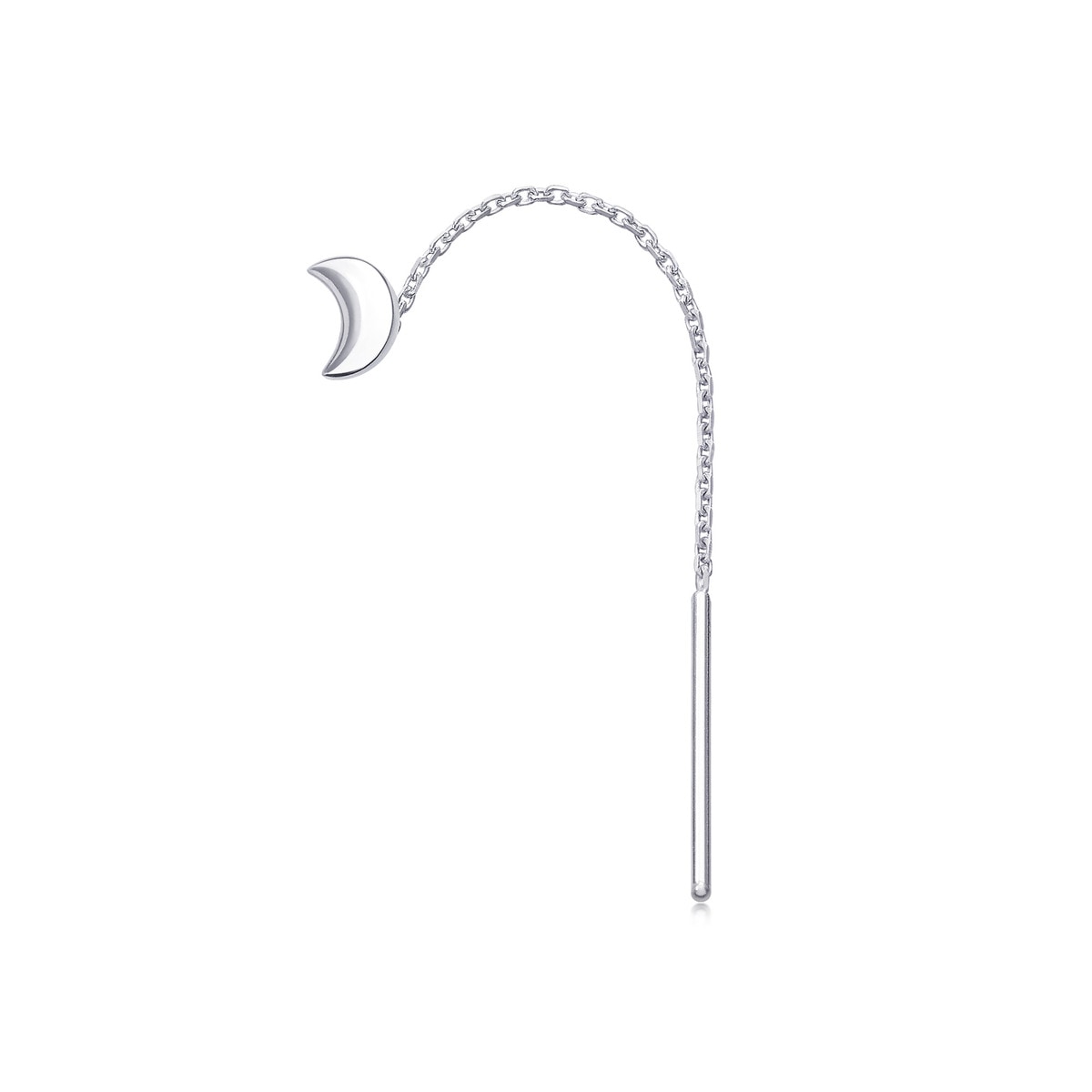 Ear Play' 950 Platinum Moon Single Earring