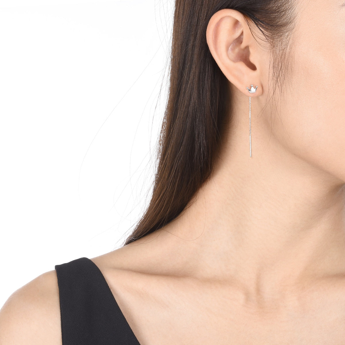 Ear Play' 950 Platinum Crown Single Earring