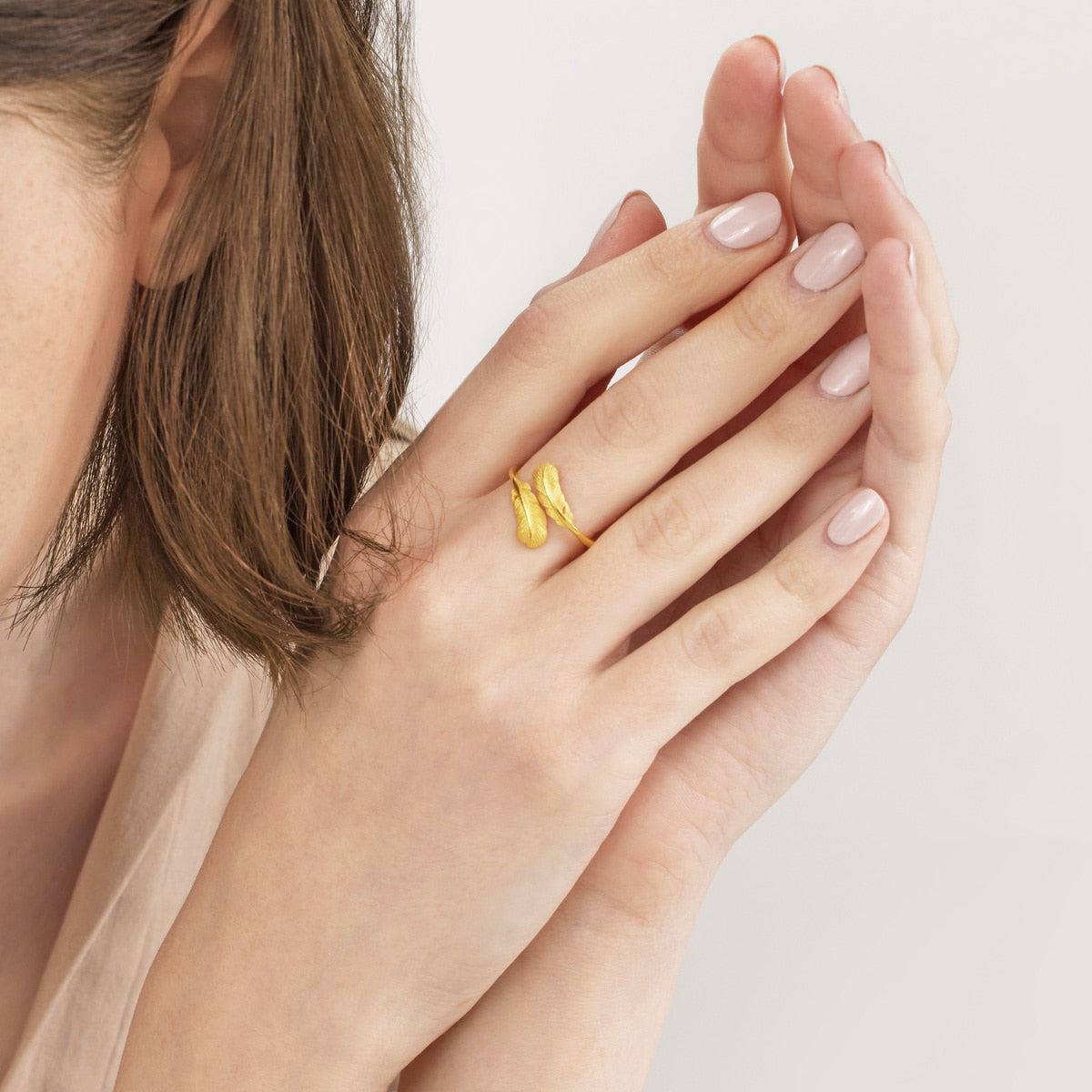 999.9 Gold Feather Ring