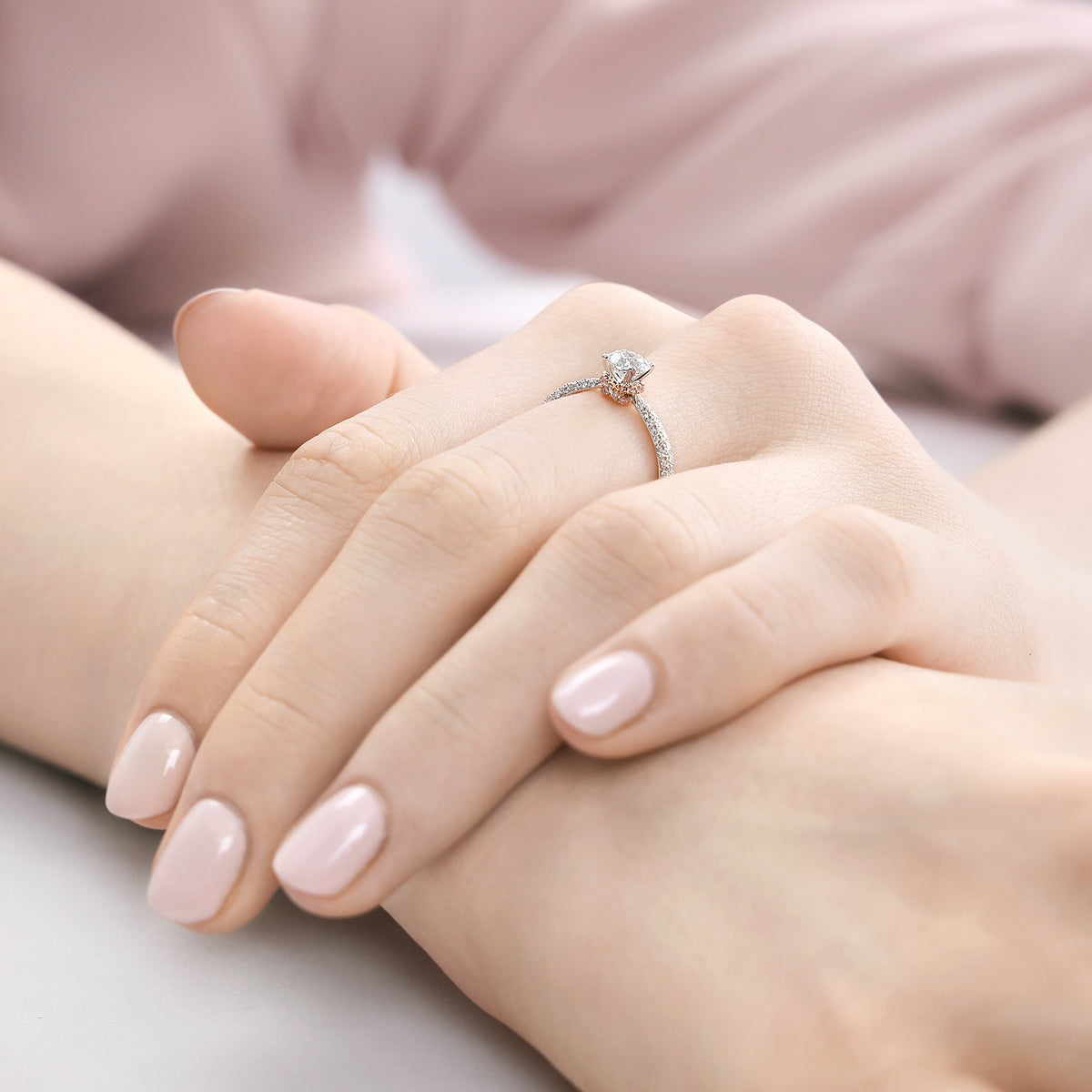 Pink Twist' 18K Gold & 900 Platinum Diamond Ring