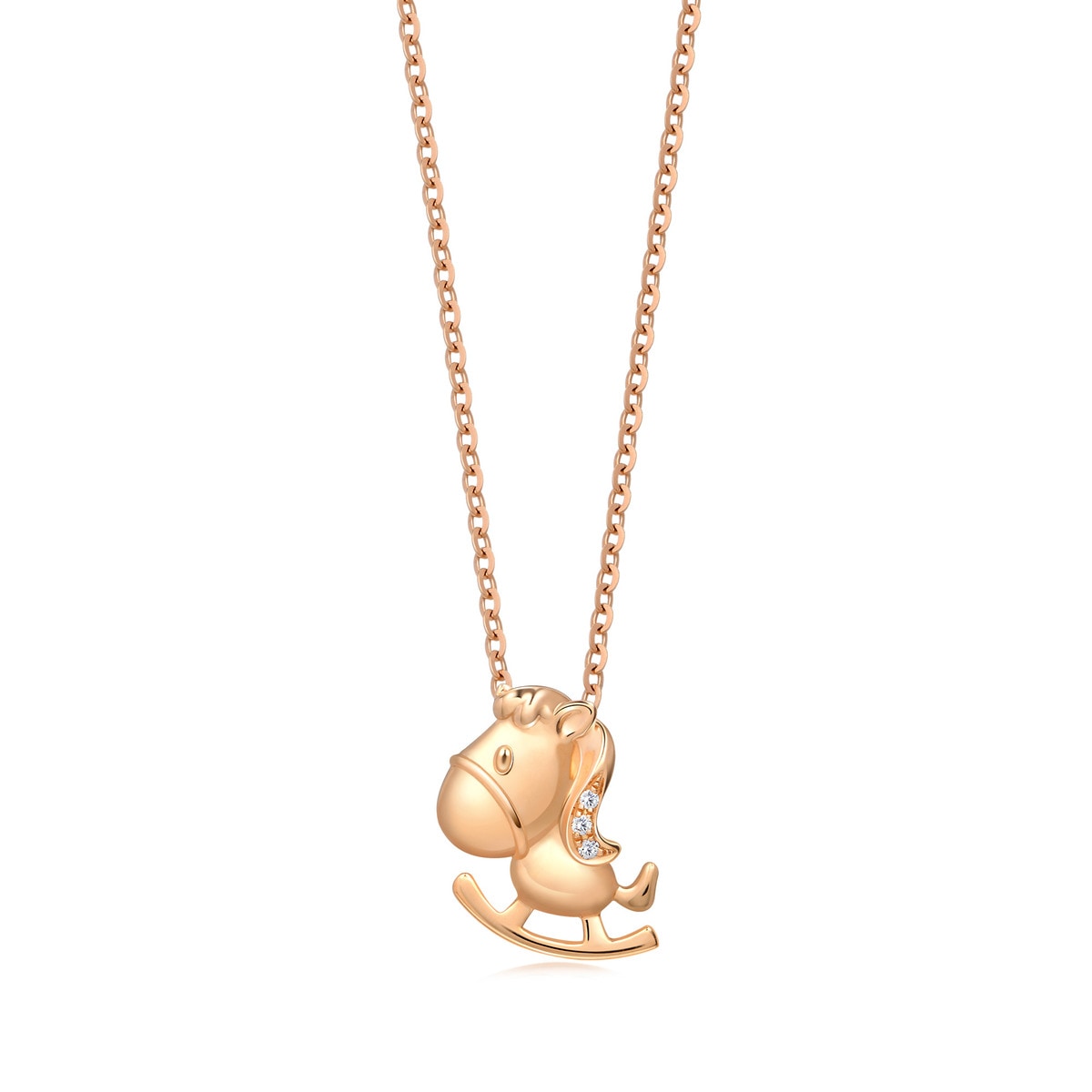 18K Gold Diamond Rocking Horse Pendant