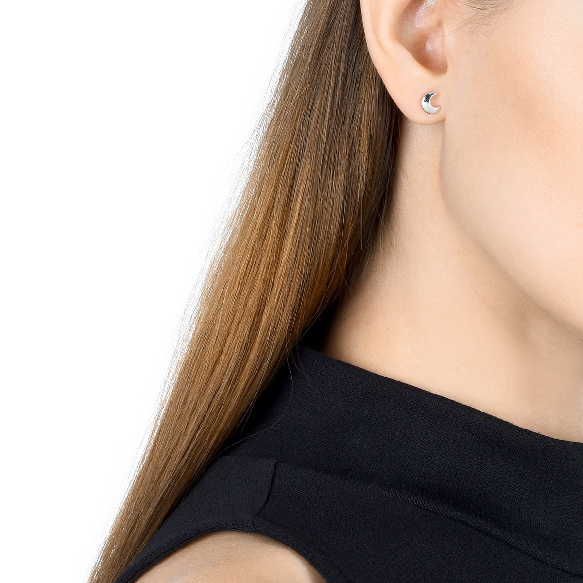 Ear Play' 950 Platinum Moon Single Earring