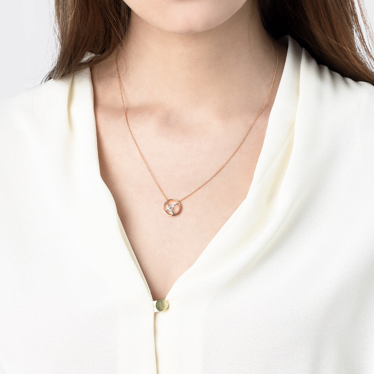 18K White & Red Gold Diamond Necklace