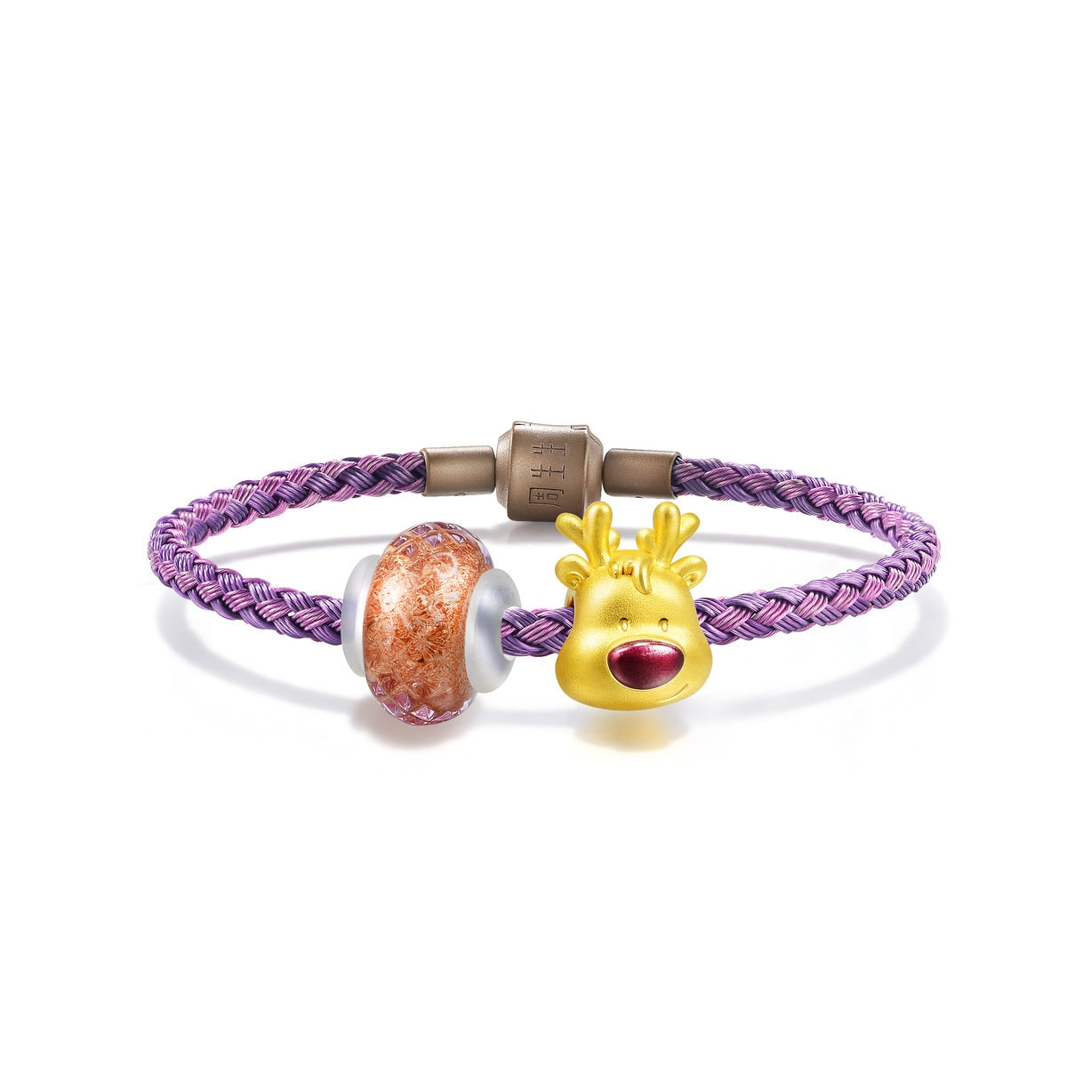 Murano Glass Charme Sets' 999 Gold Reindeer Bracelet