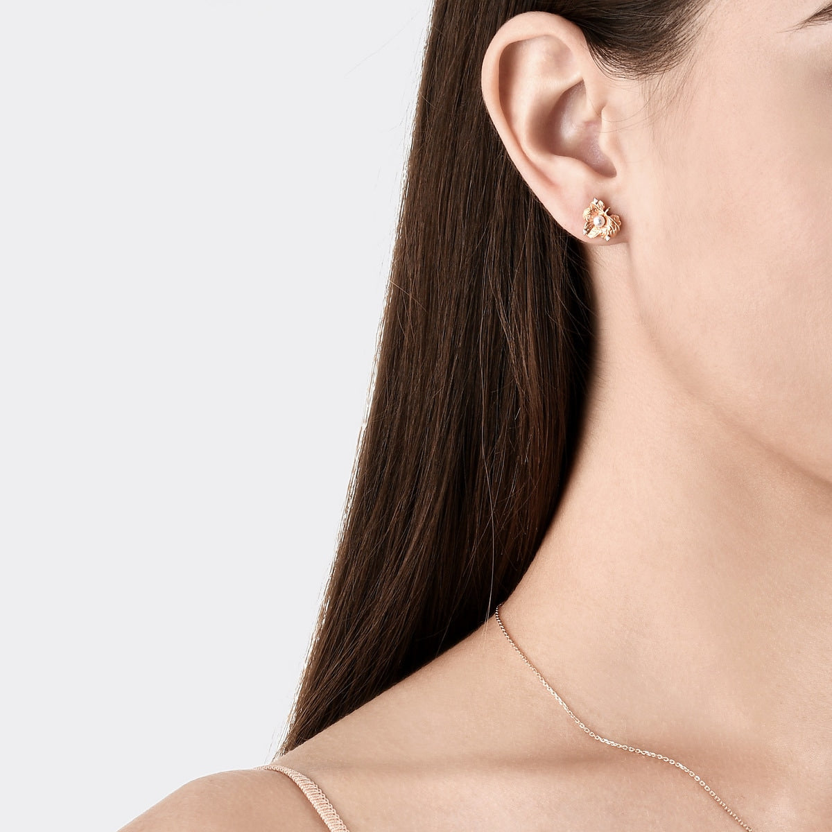 Voyage' 18K Rose Gold Freshwater Pearl Earrings