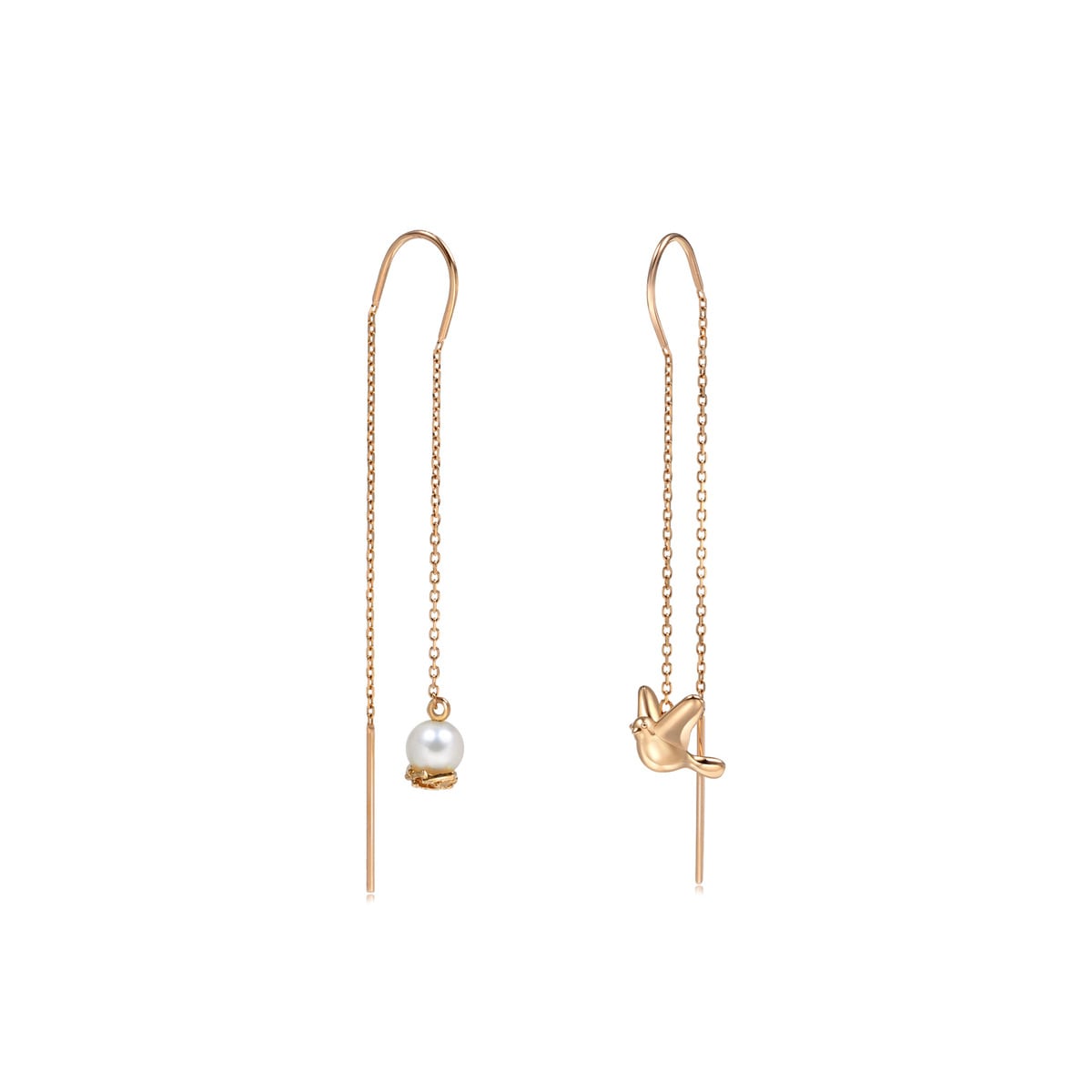 Voyage' 18K Red Gold Freshwater Pearl Mismatched Earrings
