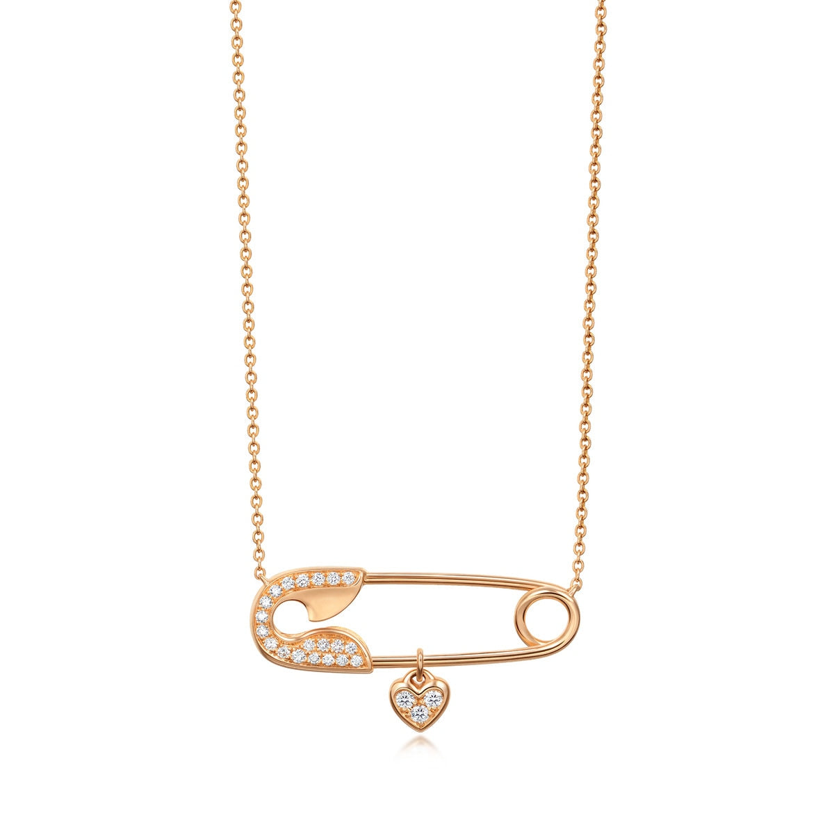 18K Red Gold Diamond Pin Necklace