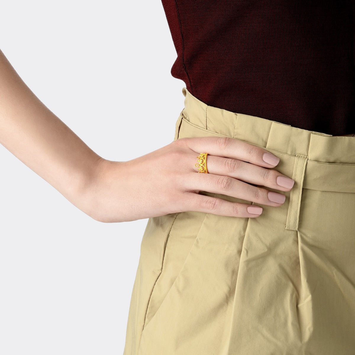 999.9 Gold Crown Ring