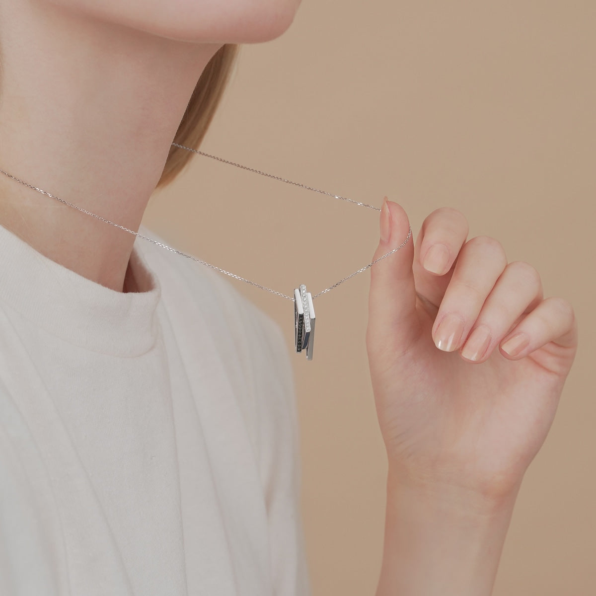 M' 18K White & Black Gold Black Diamond Necklace