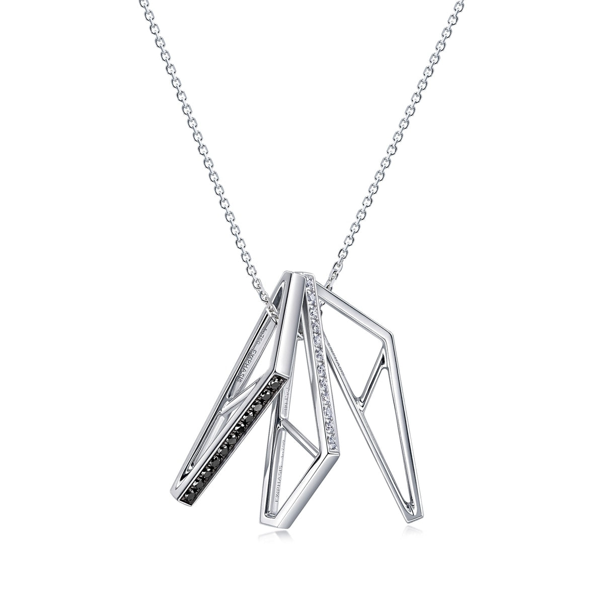 M' 18K White & Black Gold Black Diamond Necklace