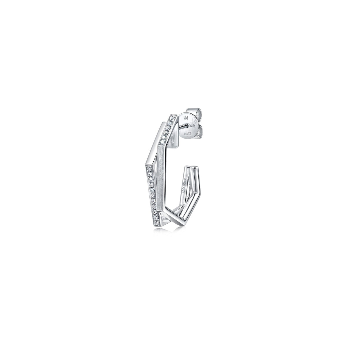 M' 18K White Gold Diamond Earrings