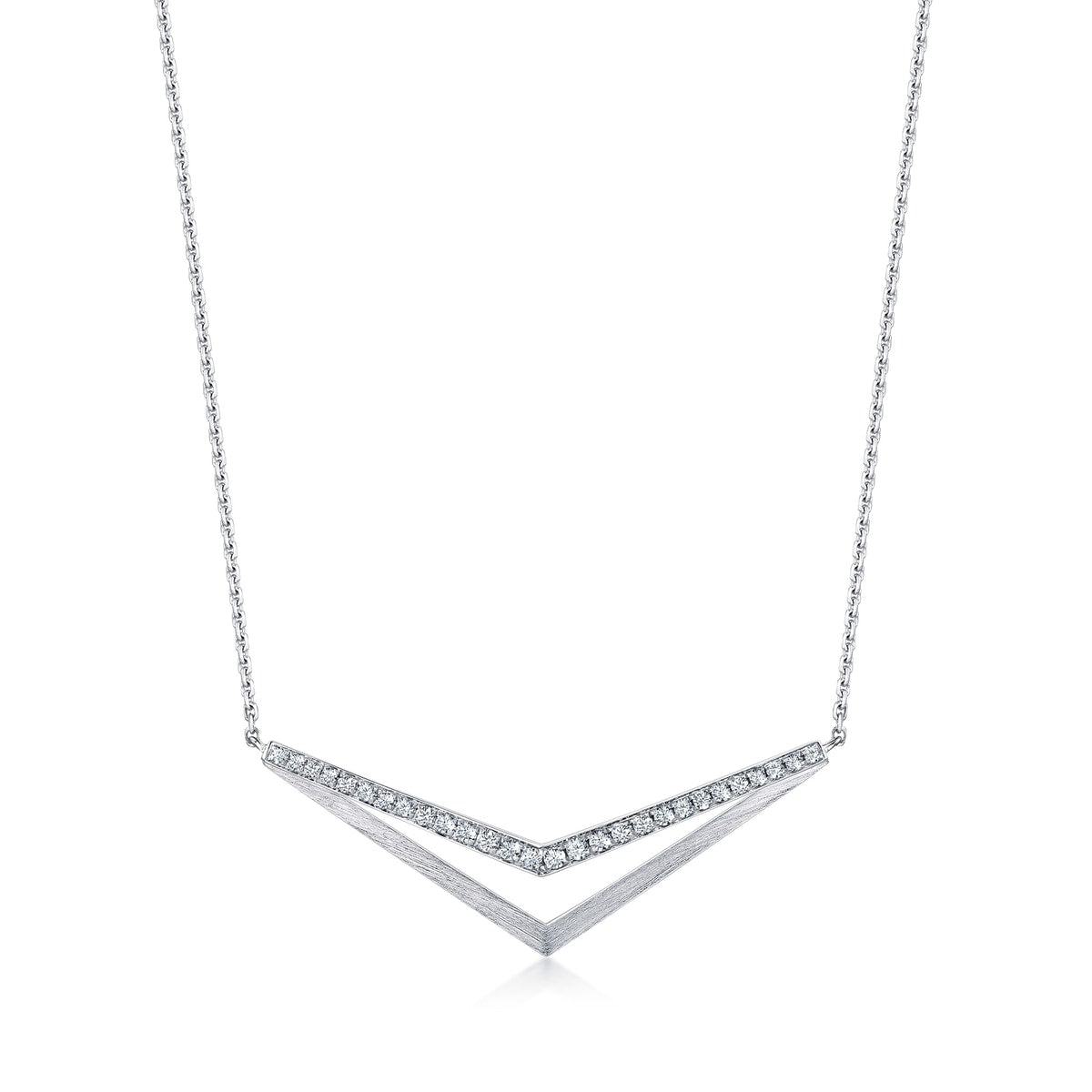 M' 18K White Gold Diamond Necklace