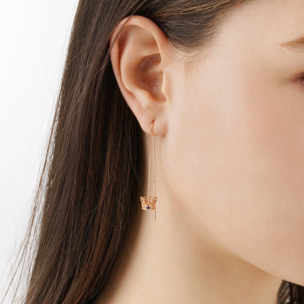 The Art of Romance' 18K Rose Gold Sapphire Crown Earrings