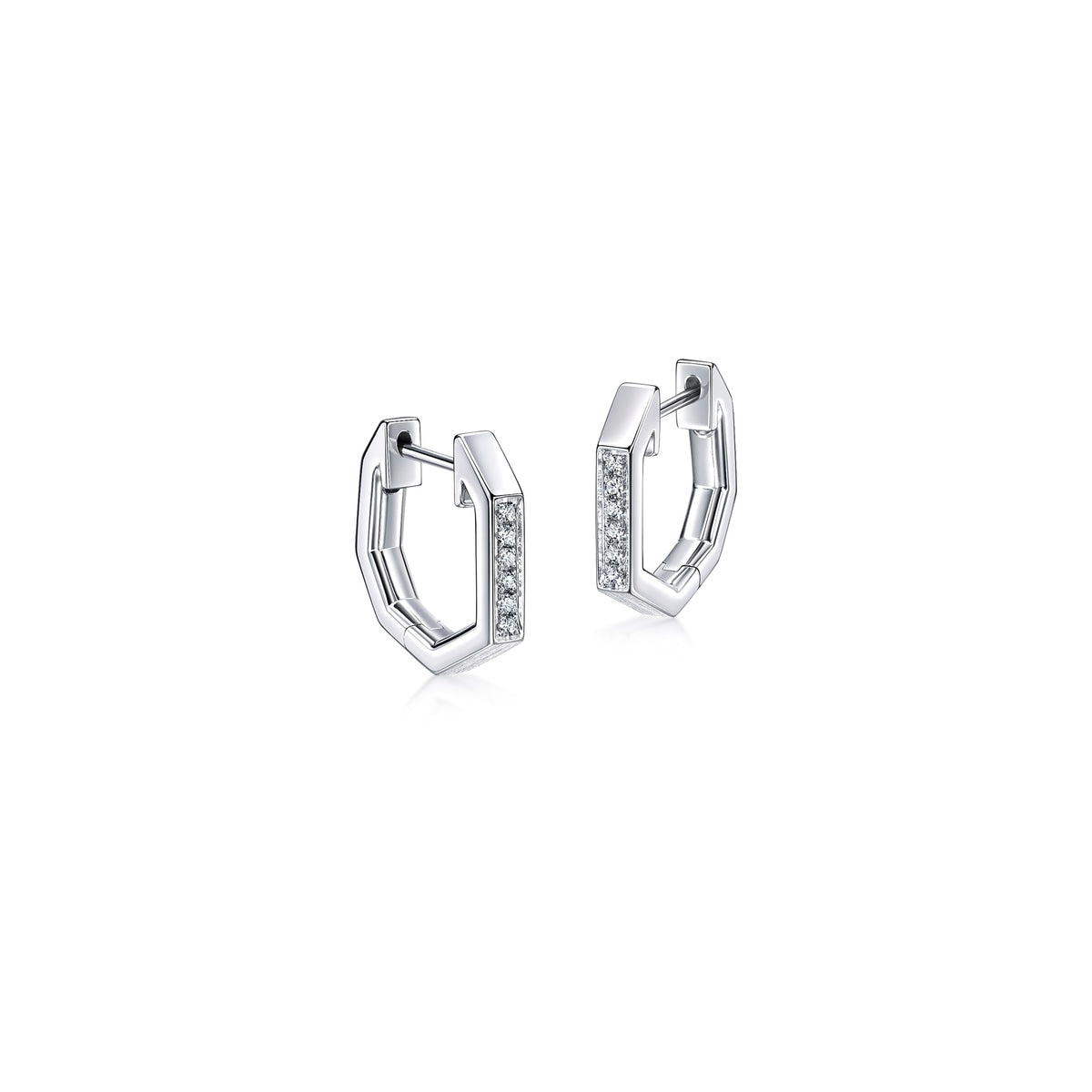 M' 18K White Gold Diamond Earrings
