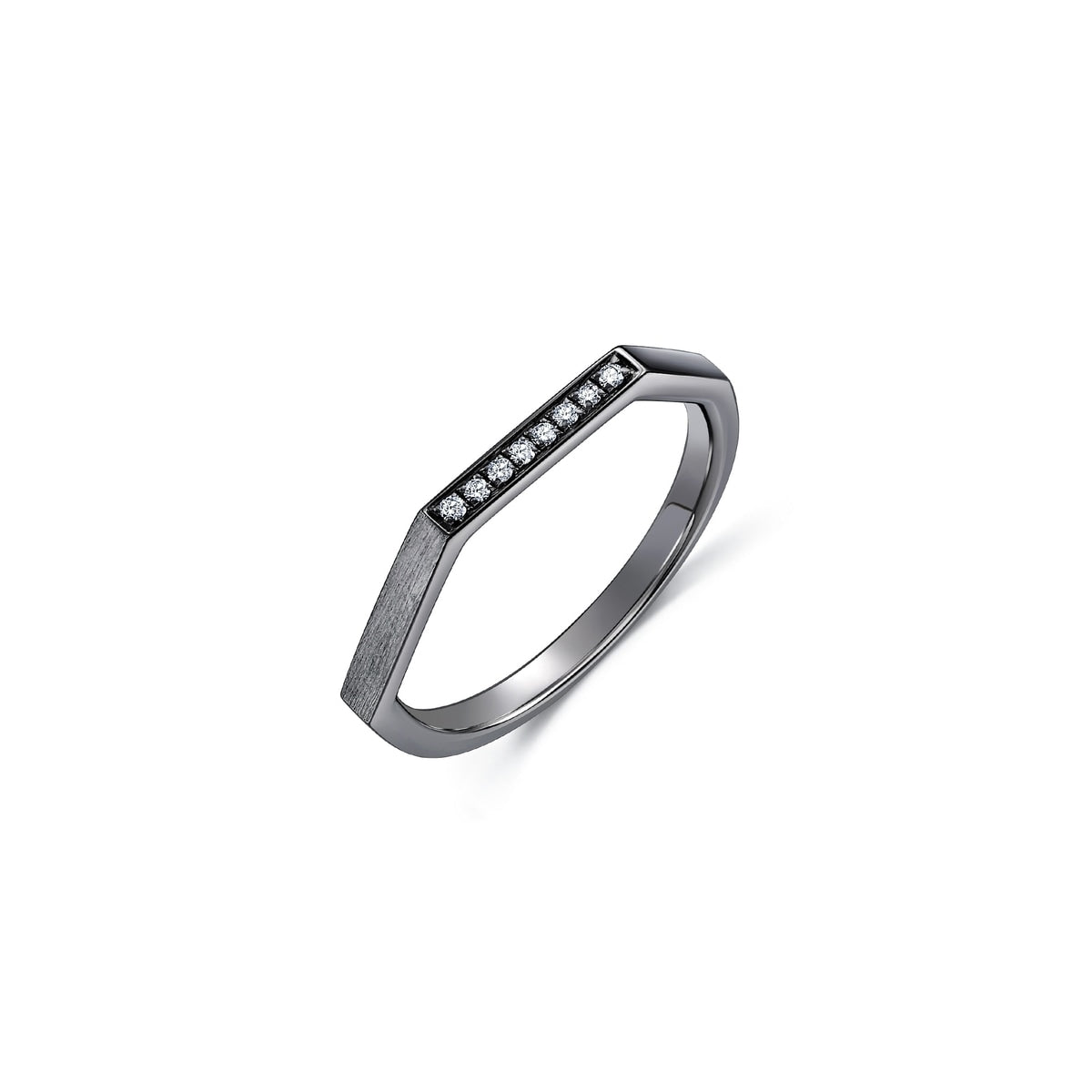 M' 18K Black Gold Diamond Ring
