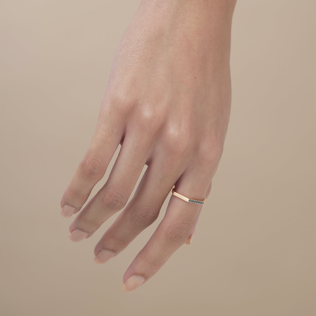 M' 18K Red & Black Gold Black Diamond Ring