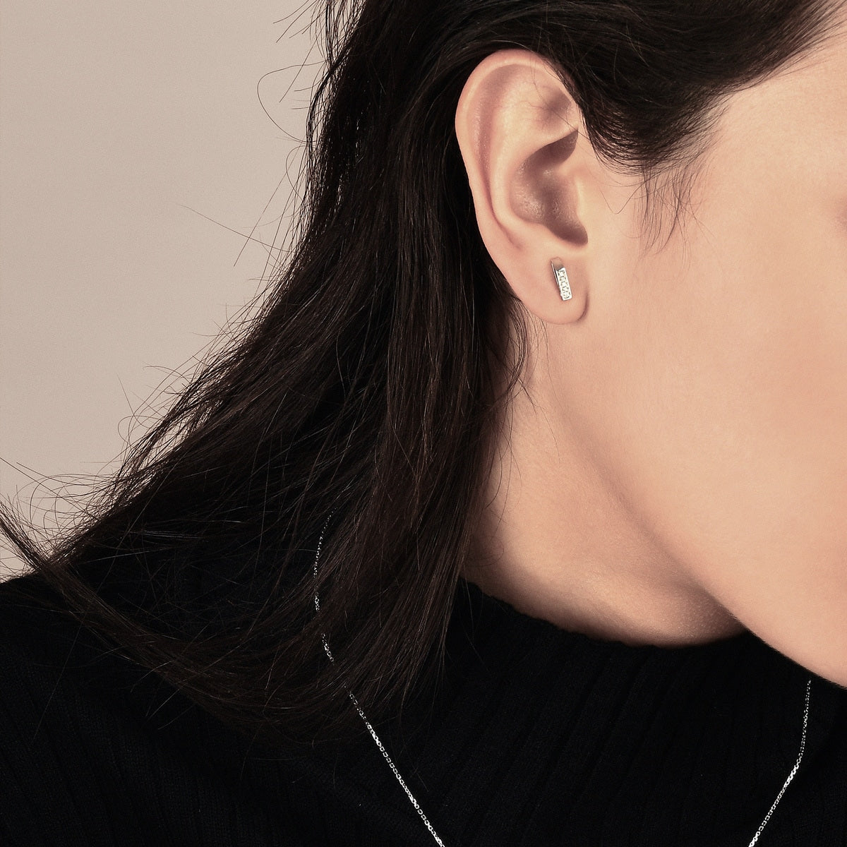 M' 18K White Gold Diamond Mistmatched Earrings