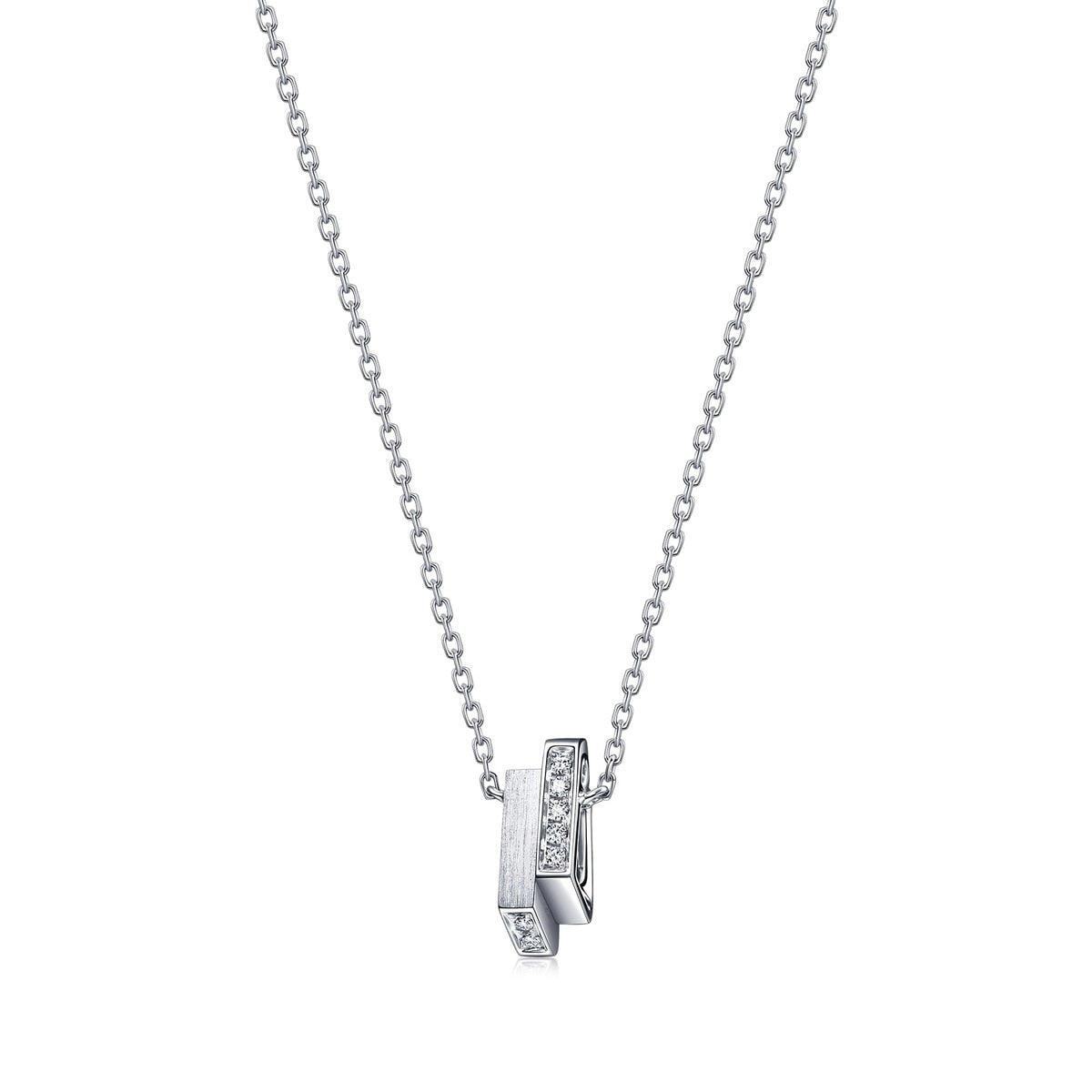 M' 18K White Gold Diamond Necklace