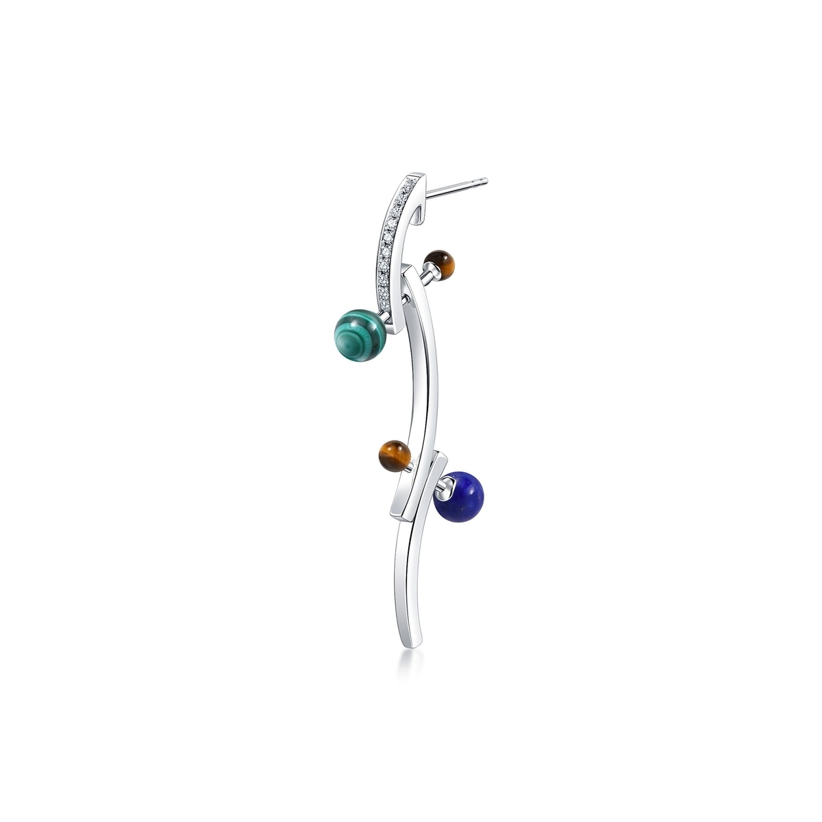 Cosmos'18K White Gold Malachite Single Earring