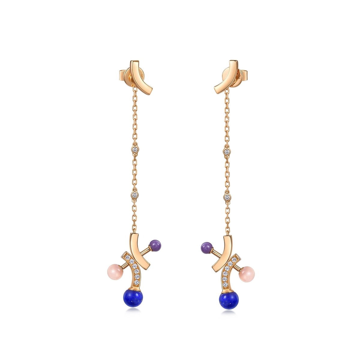 Cosmos' 18K Rose Gold Lapis Lazuli Earrings
