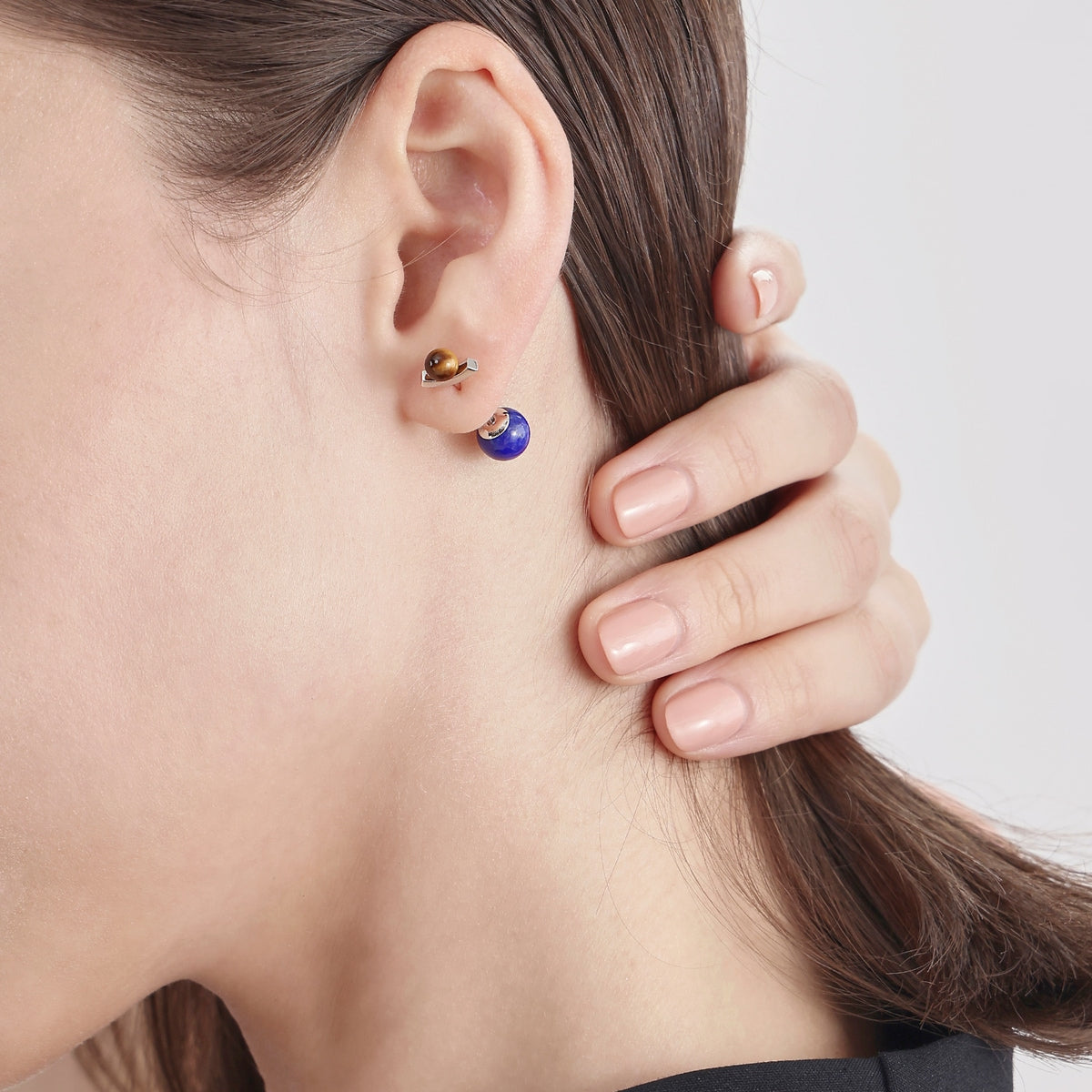 Cosmos' 18K White Gold Lapis Lazuli Earrings