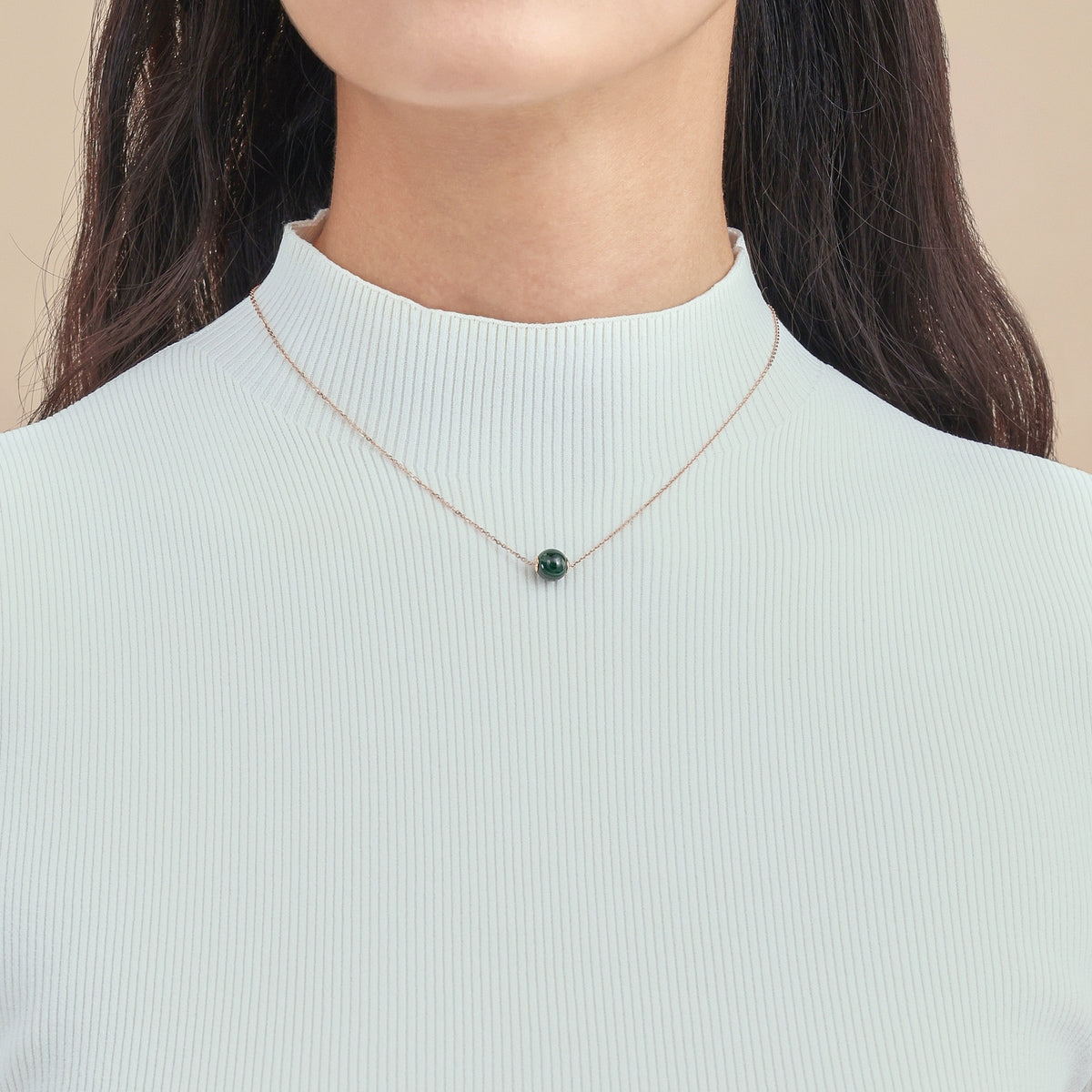 18K/750 Gold (Rose) Malachite Necklace