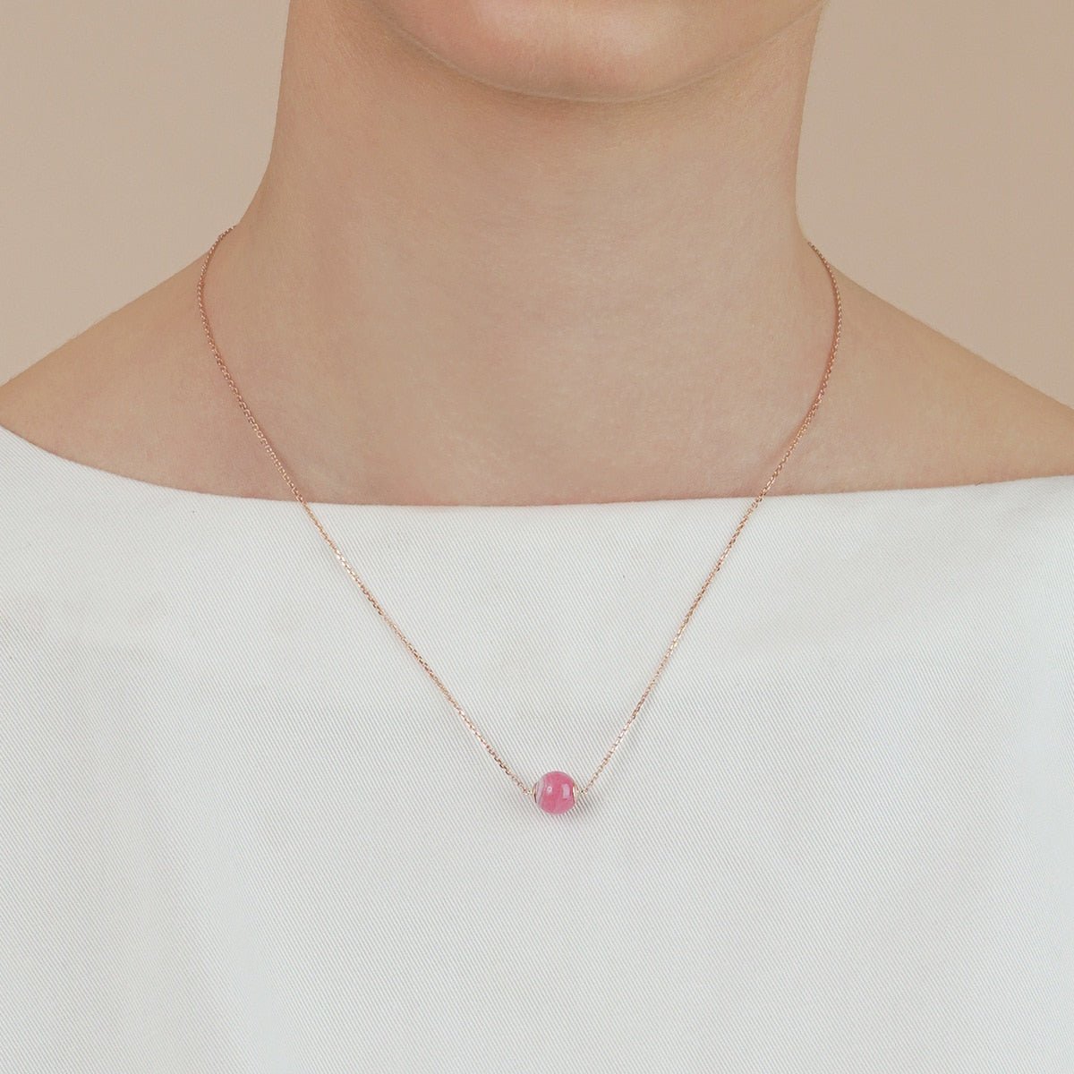 18K/750 Gold (Rose) Rhodochrosite Necklace