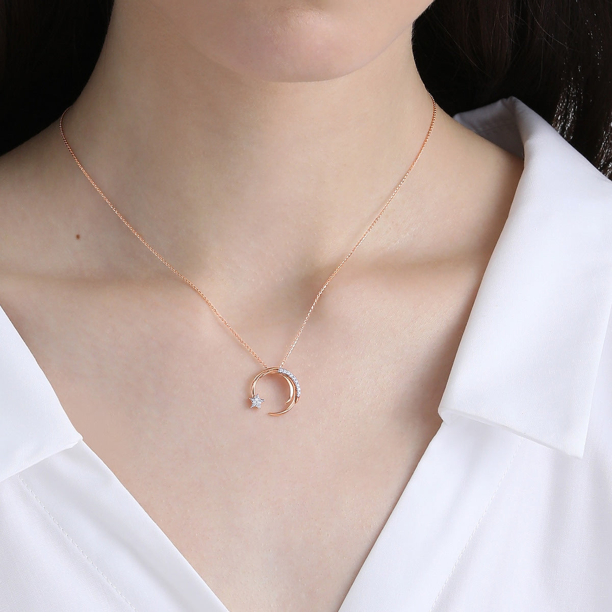 18K White & Red Gold Diamond Necklace