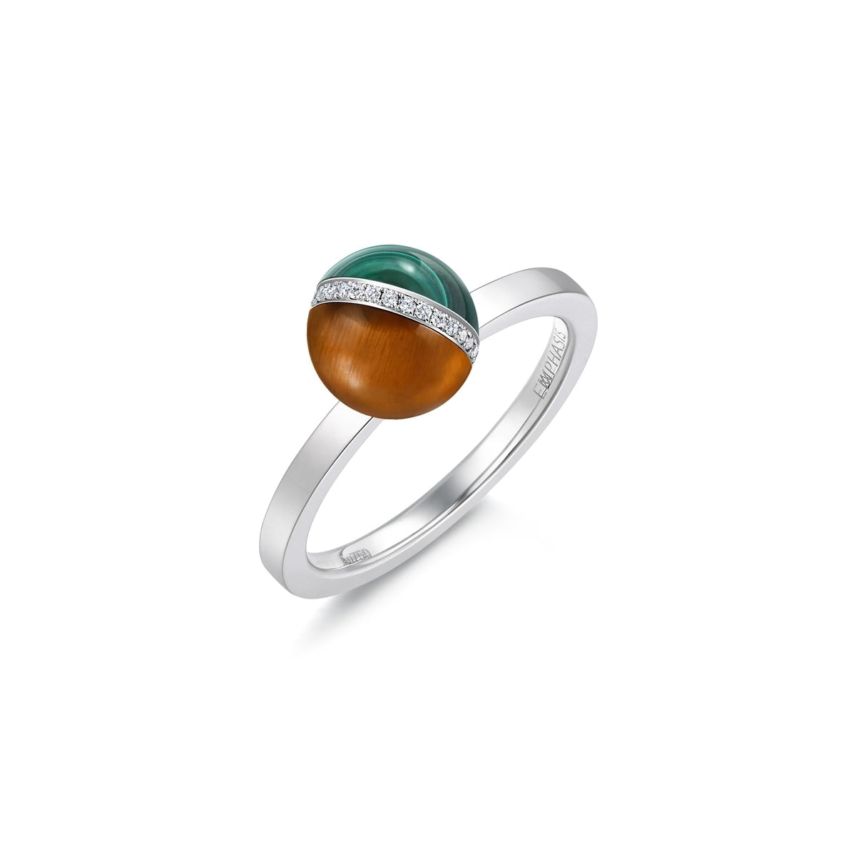 Cosmos' 18K White Gold Malachite Ring