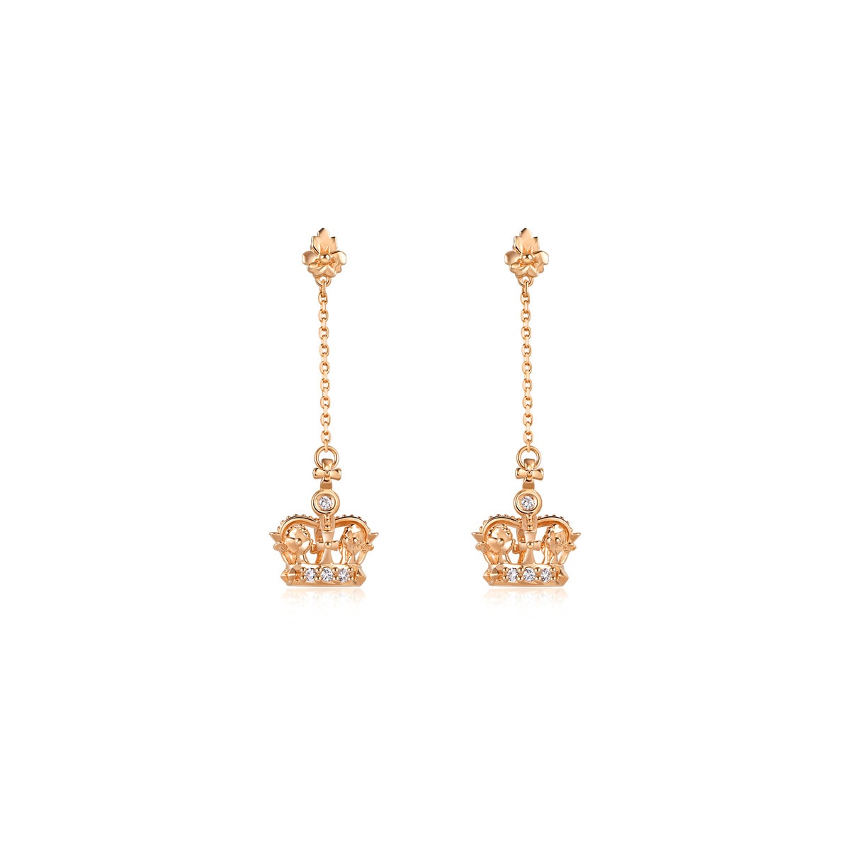 The Art of Romance' 18K Red Gold Diamond Crown Earrings