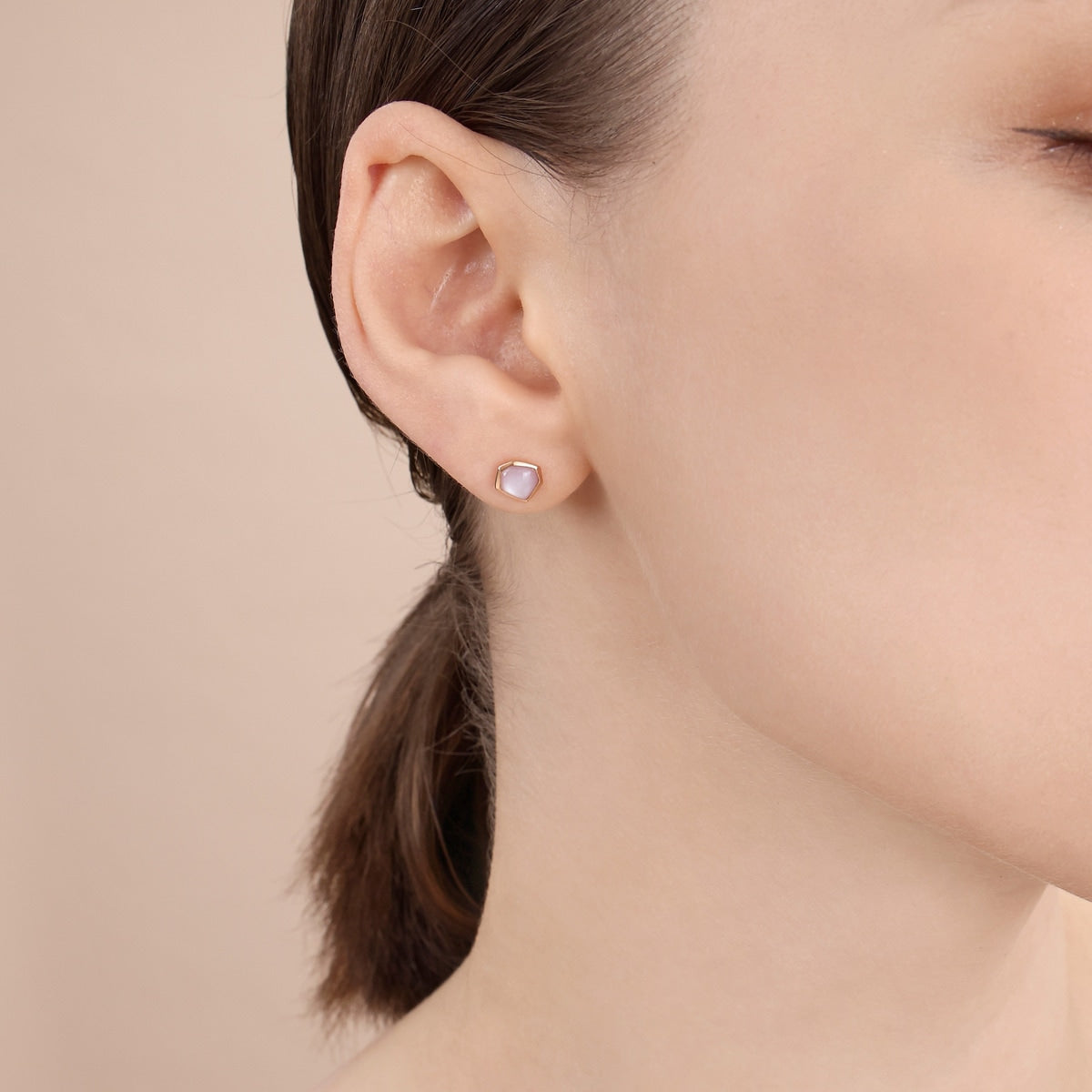 18K/750 Gold (Rose) Mother of Pearl Single Earring